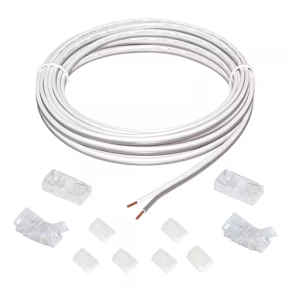13 Ft. White Connector Cord LED Strip Light Accessory Pack (4 Wire-To-Tape Conne