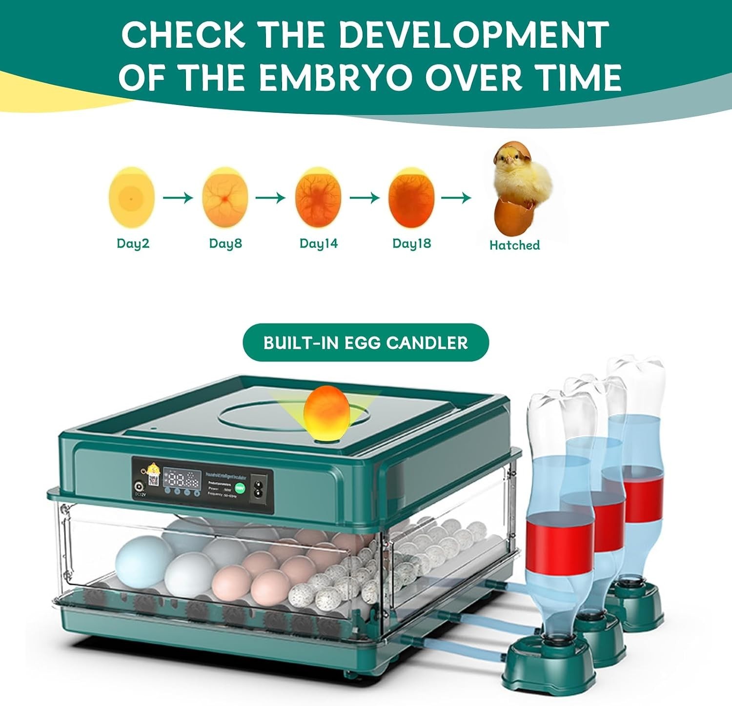 Intelligent Poultry Incubator - 38 Eggs, Automatic Turner & Temperature Control