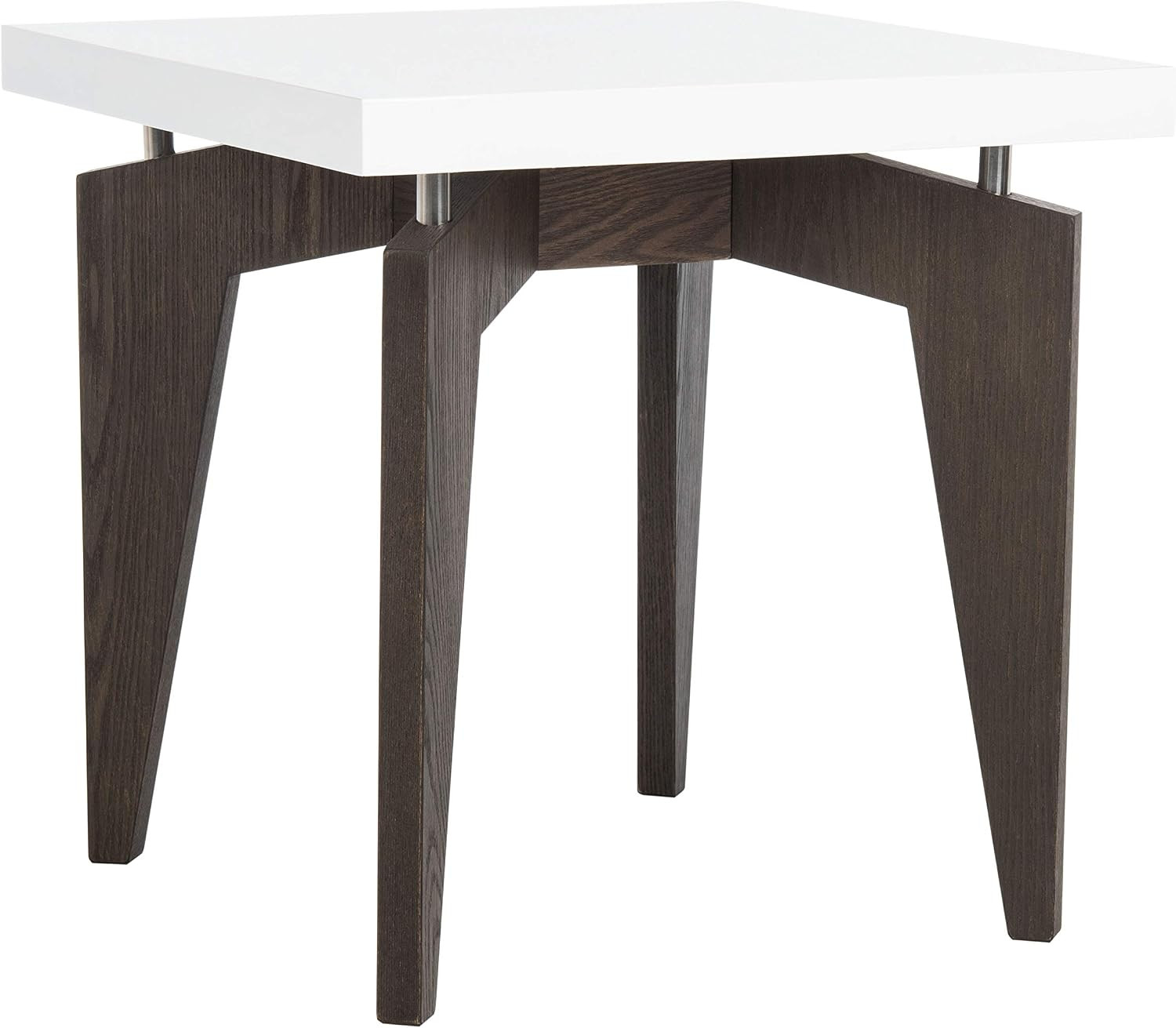 Safavieh Home Collection Josef Mid-Century Modern White and Dark Brown End Table