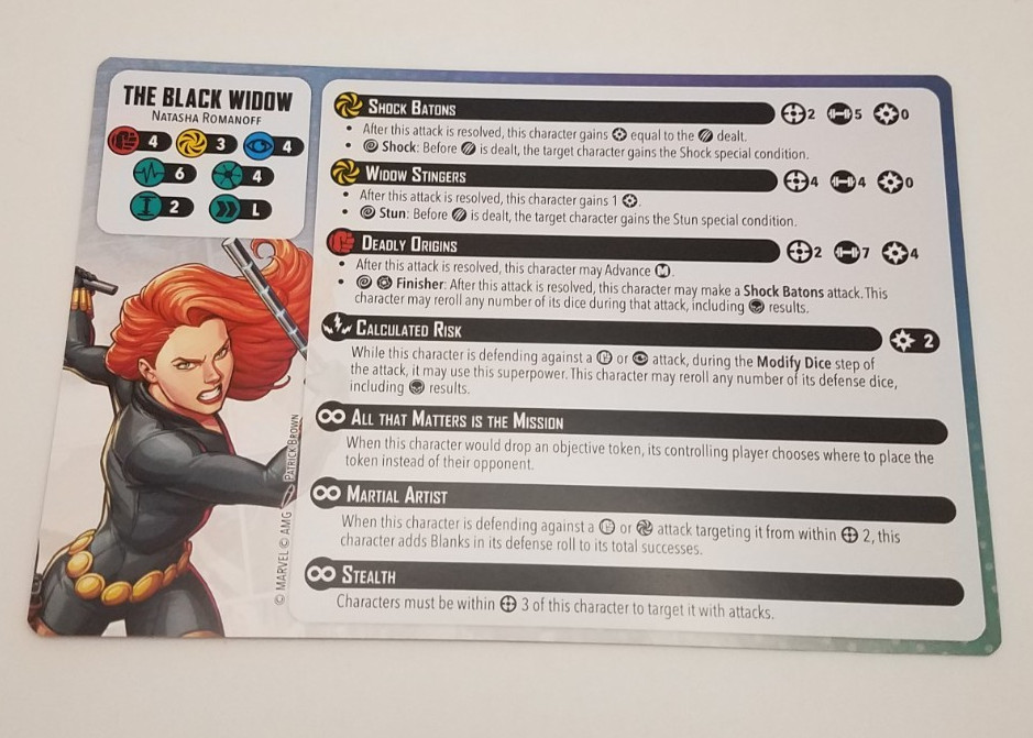 Marvel Crisis Protocol Earths Mightiest Core Set - Black Widow & Rules Card