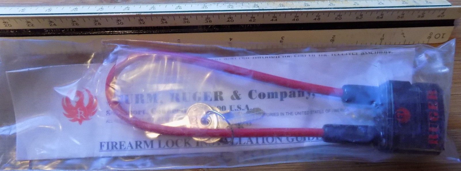 OEM Ruger Firearms Safety Red Cable/Padlock with 2 Keys New In Package