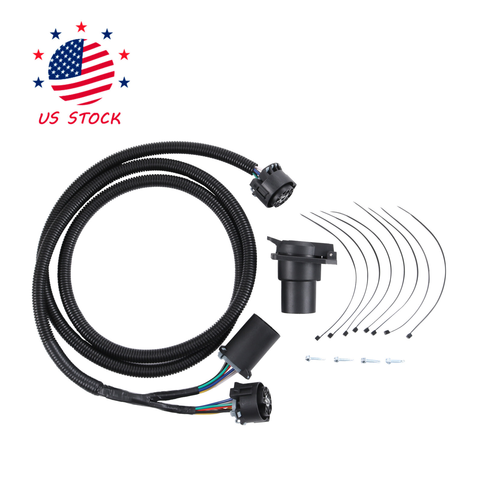 7 Pin Trailer Wiring Harness Extension Connectors Truck Bed 7 Way RV Wiring Plug