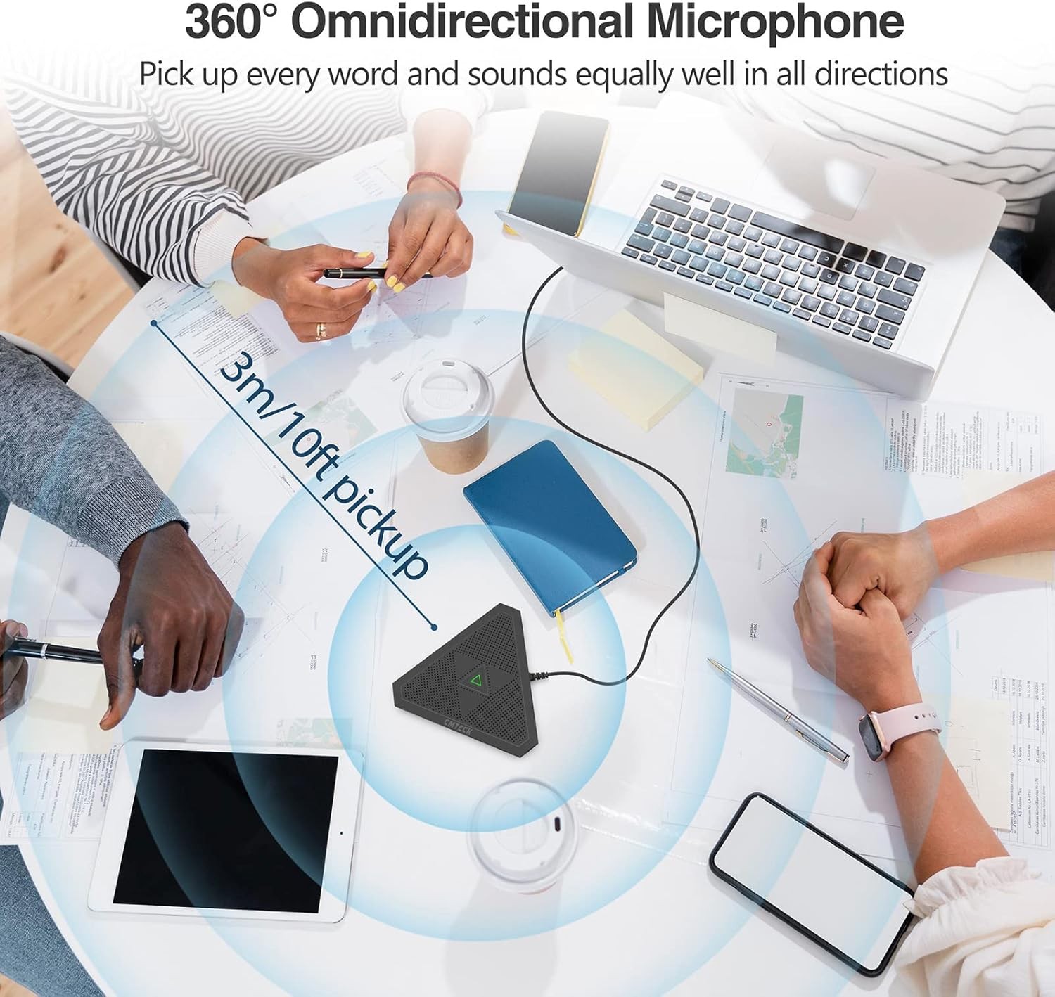 CMTECK Conference USB Microphone, Mute Button, Omnidirectional Condenser Boundar