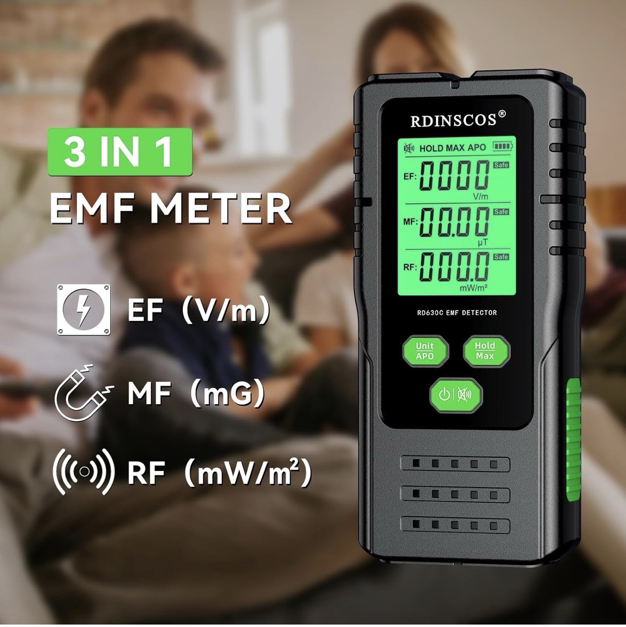 EMF Detector - Monitors AC Magnetic, Electric & Microwave Radiation