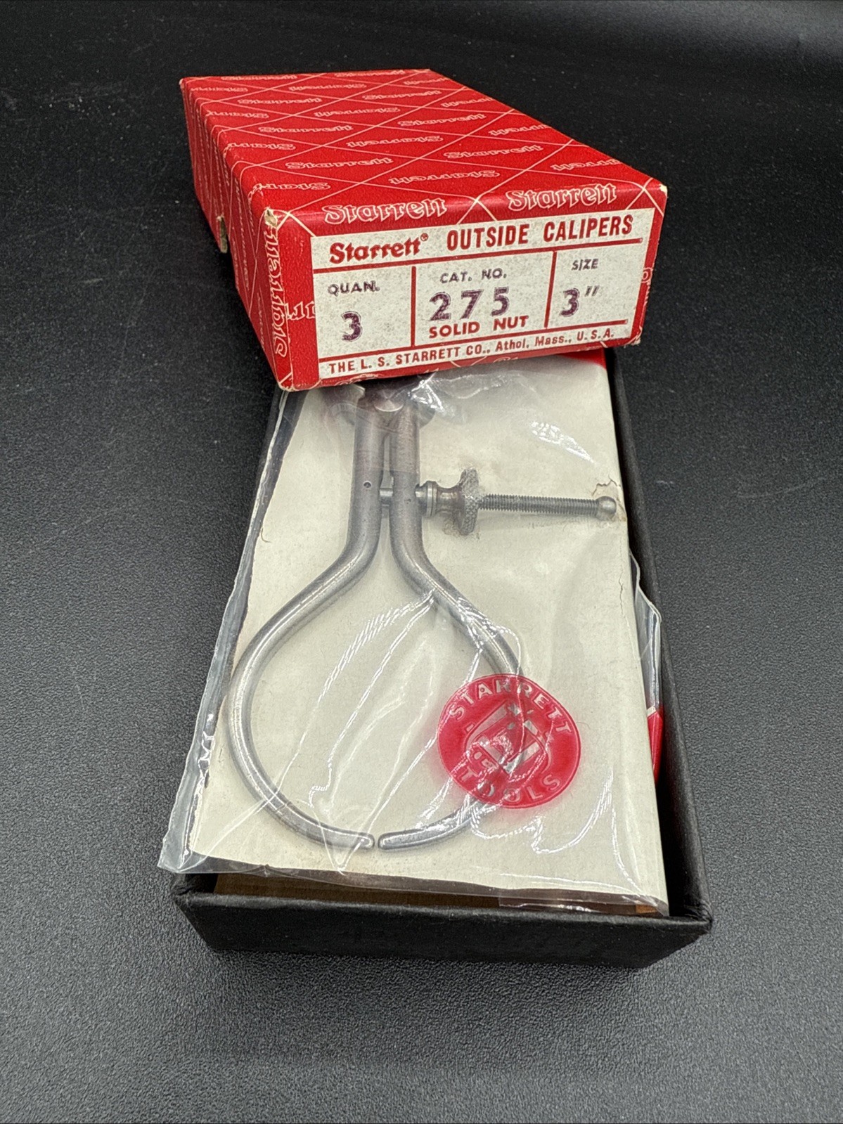 Starrett 3 Inch Outside Caliper USA No.275 QTY 3 NOS Vintage Shop Tools USA