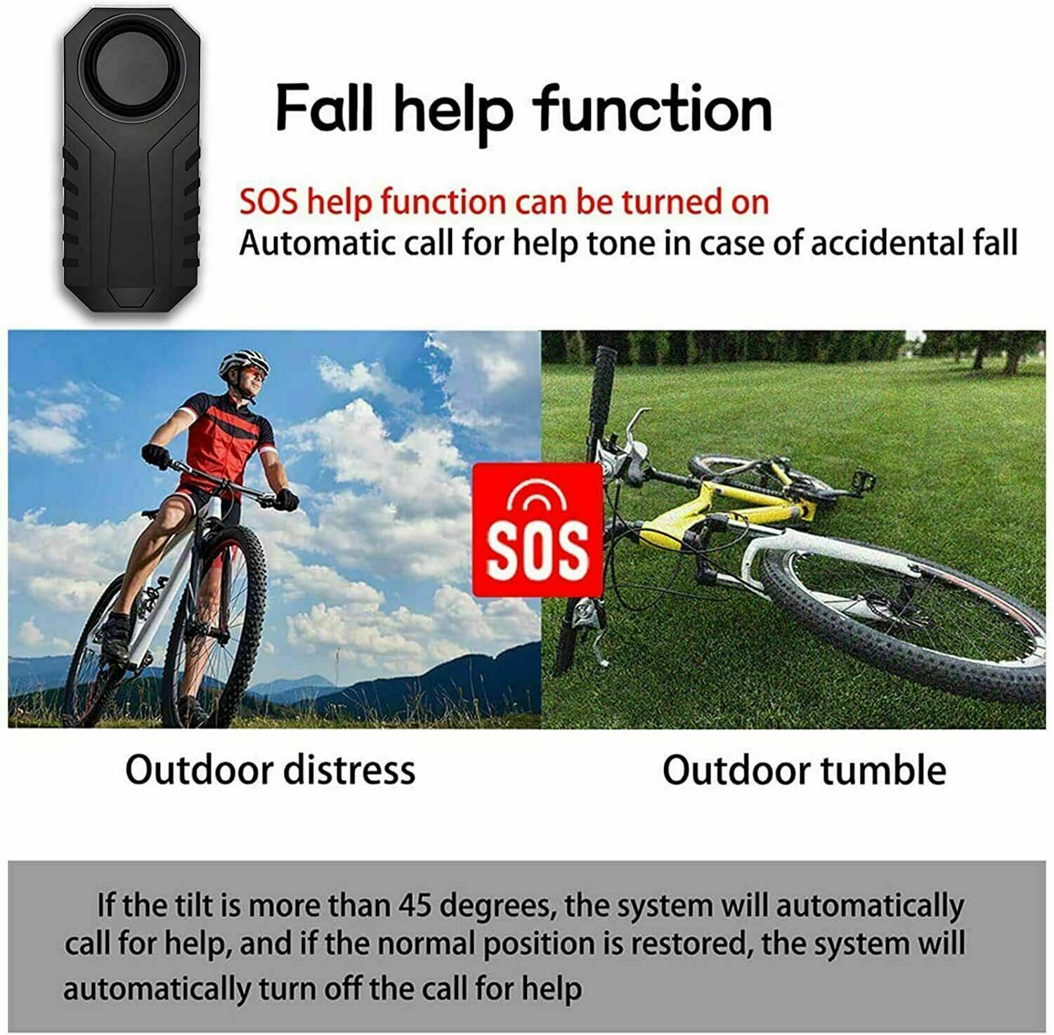 66FT Remote Bike Alarm Vehicle Search 3 Bells Anti Theft for Motorcycle/Ebike