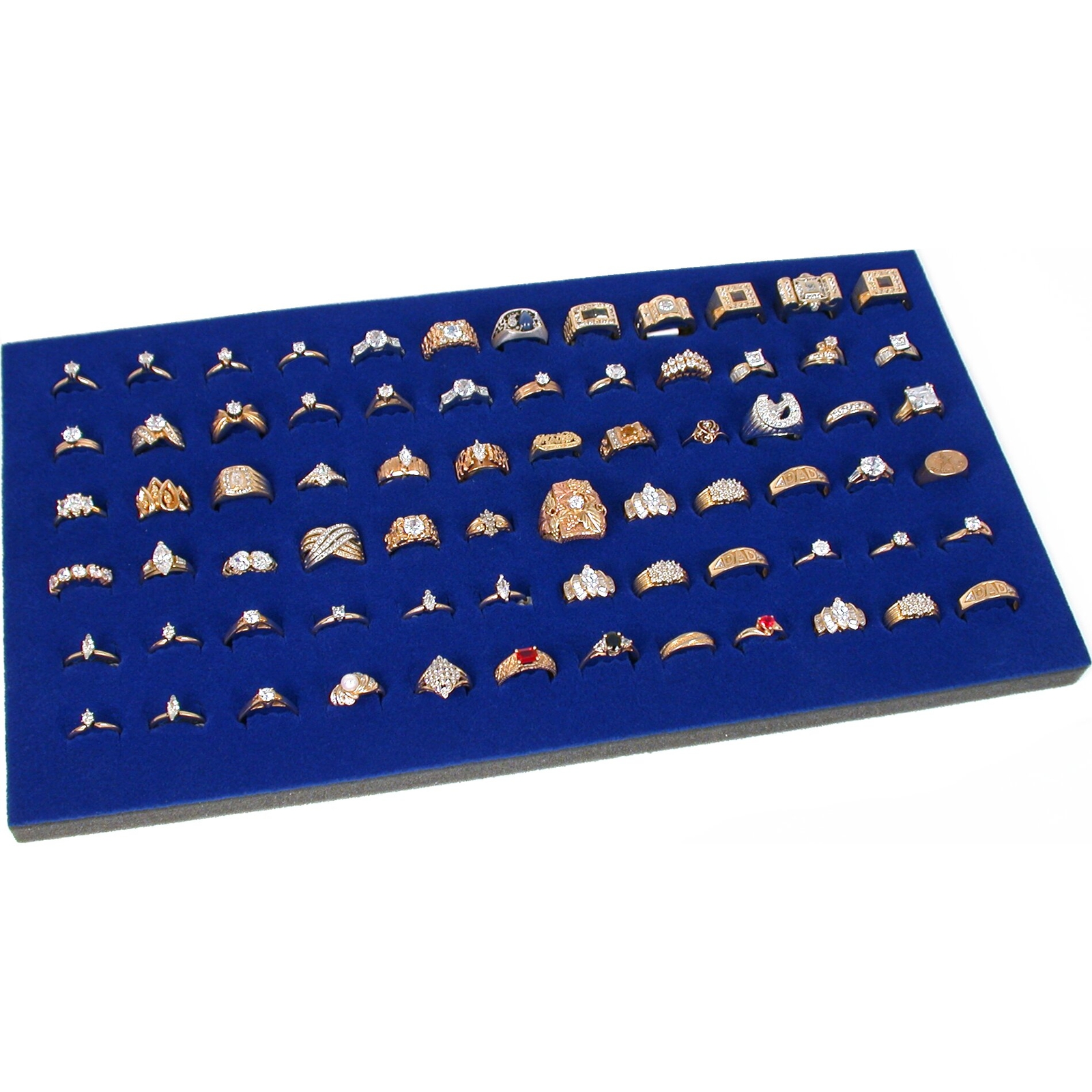 72 Ring Blue Jewelry Box Display Case Magnetic Lid