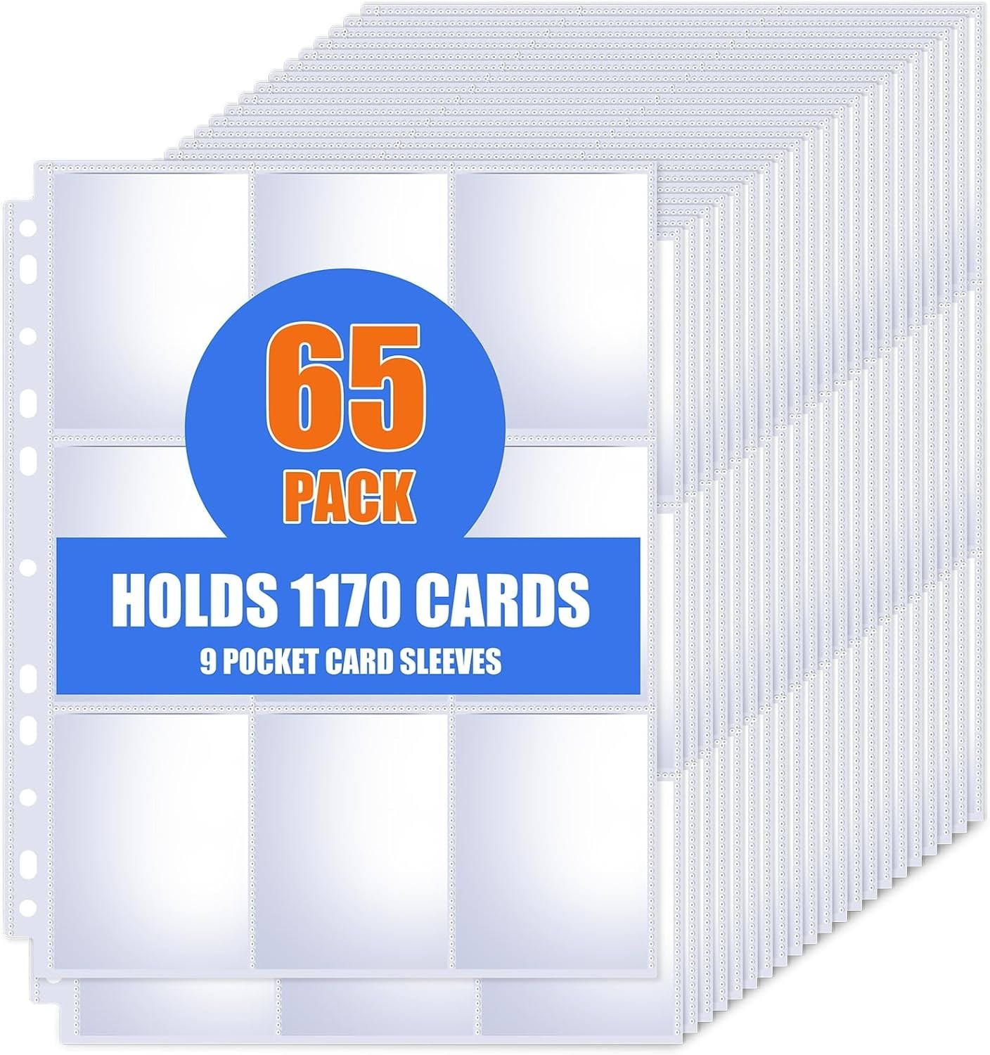 65 Pack 9 Pocket Card Sleeves Pages for 3 Ring Binder MTG TCG Holds 1170