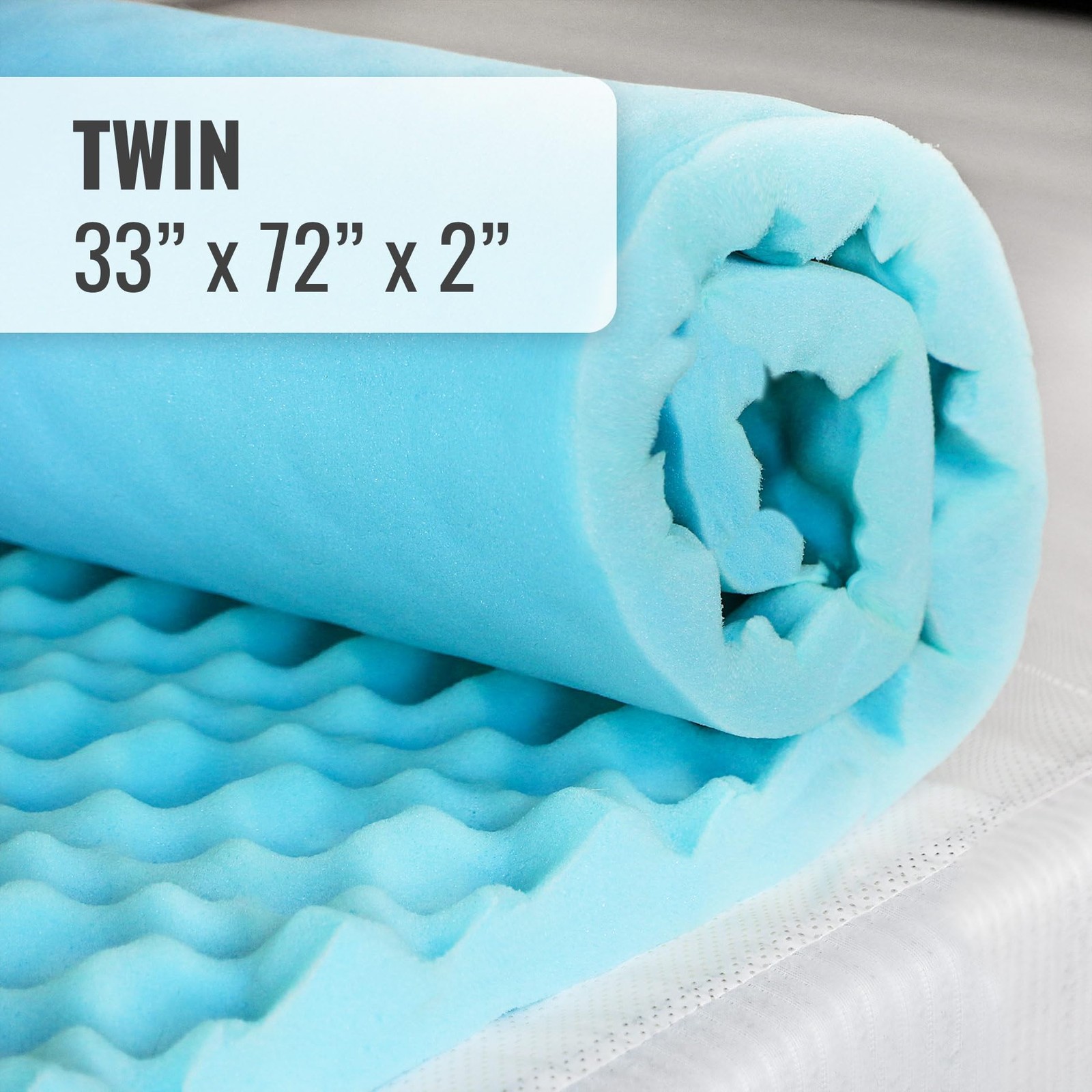 DMI 2-Inch Foam Mattress Topper, Egg Crate Pad for Support, Twin, Blue