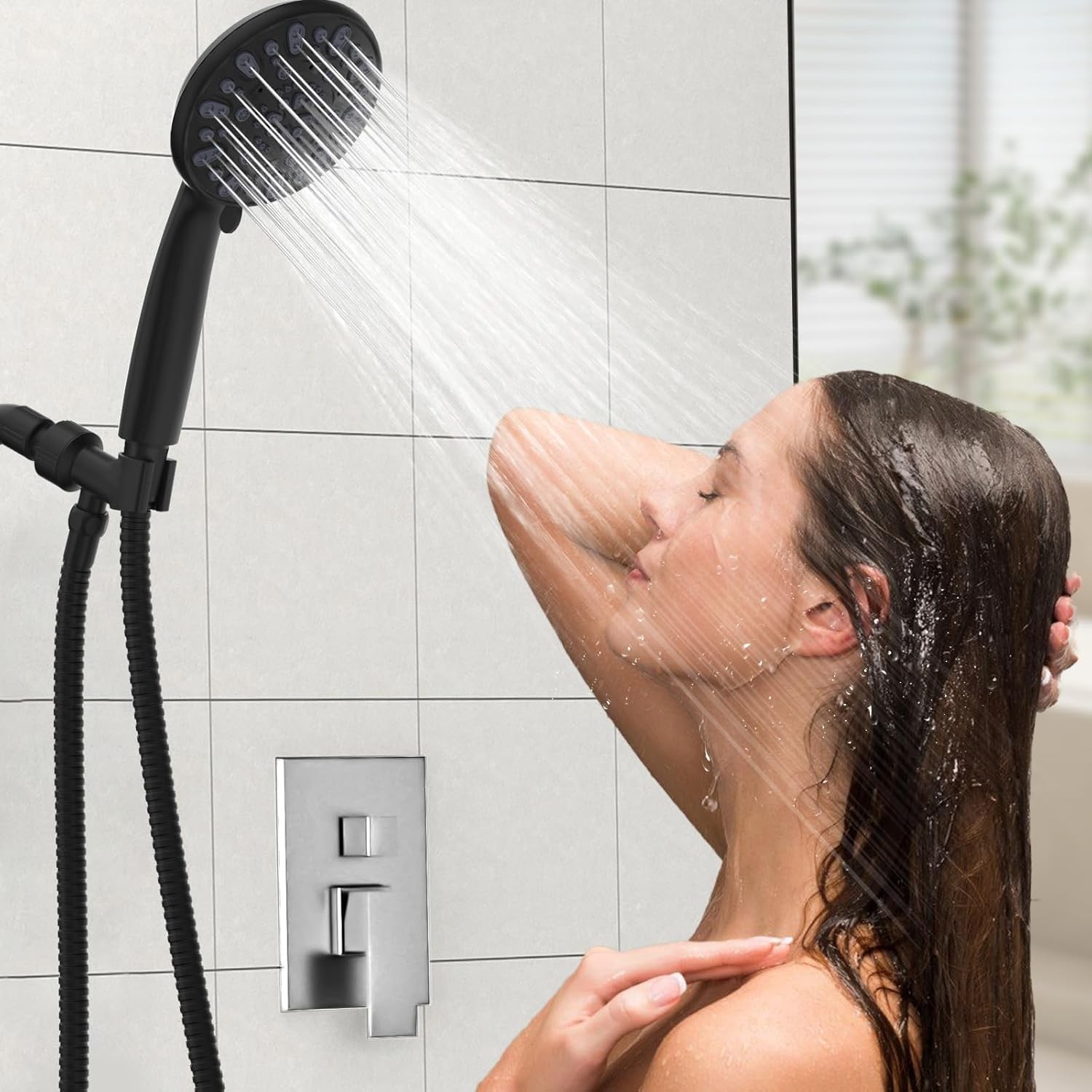 High Pressure Handheld Shower Head, 7 Spray Modes Detachable with Hose & Bracket