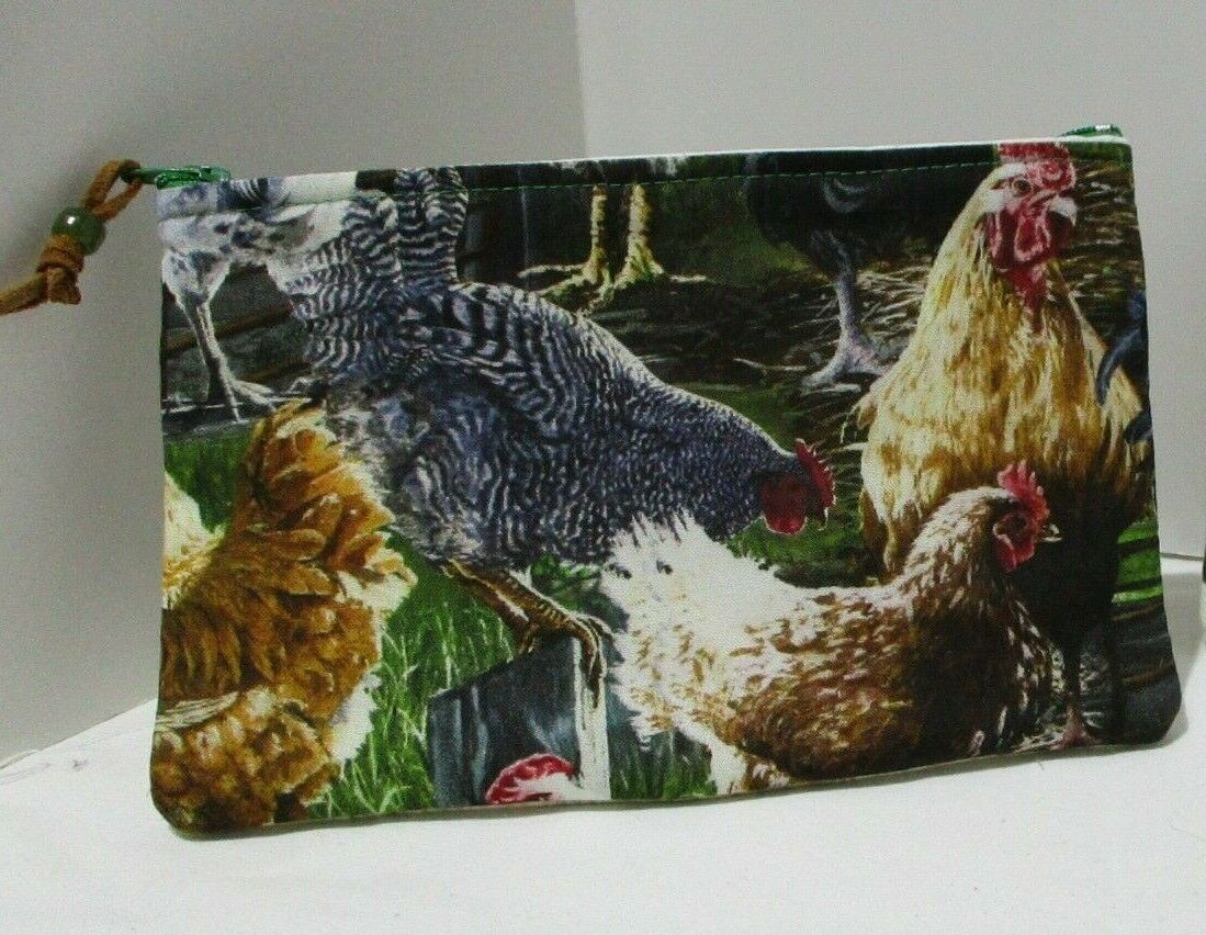 Make up bag CHICKENS Zipper Pouch  gift bag COSMETIC  HANDMADE