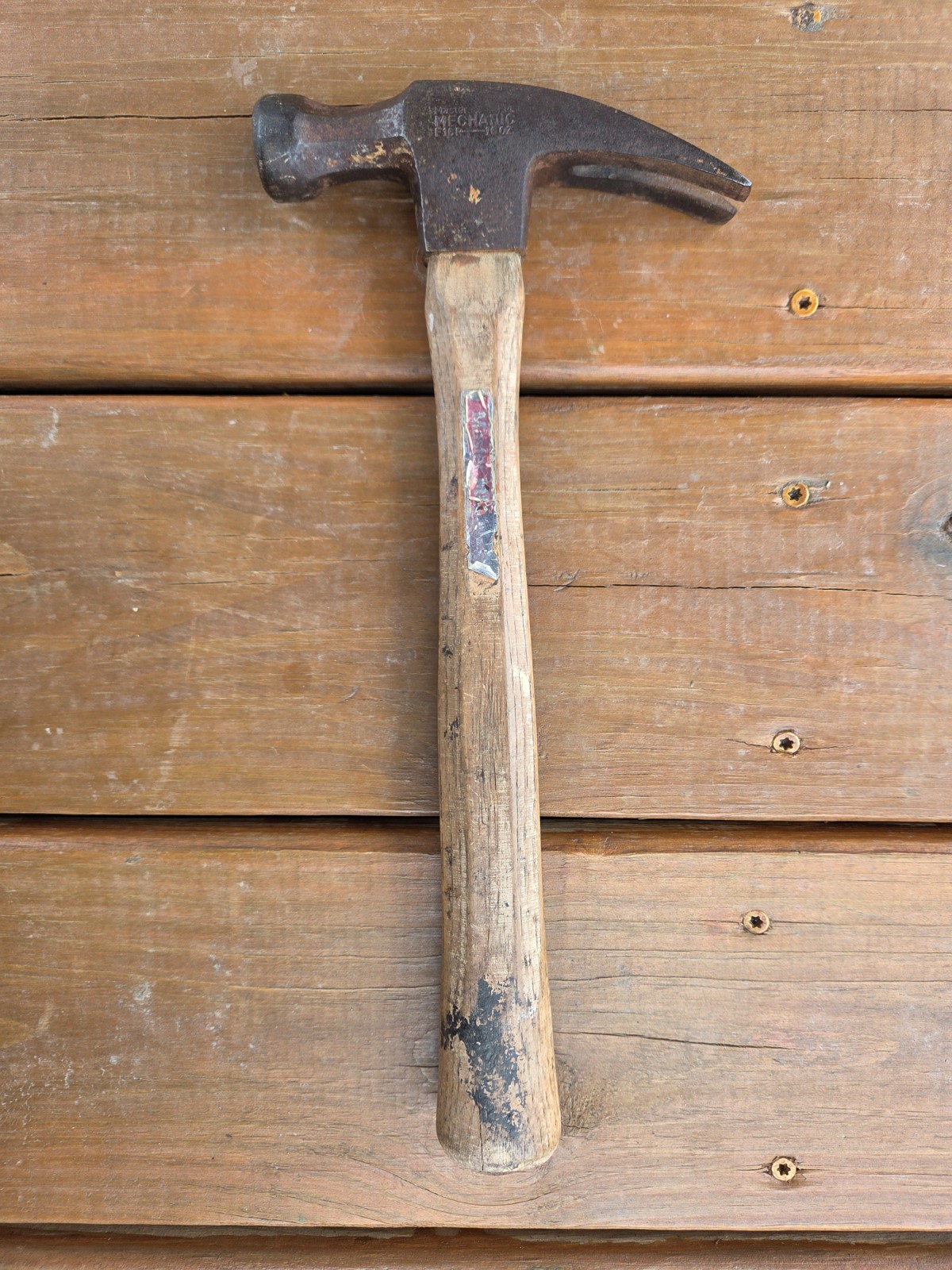 Vintage Master Mechanic Straight Claw Hammer F16R 16oz Wood Handle