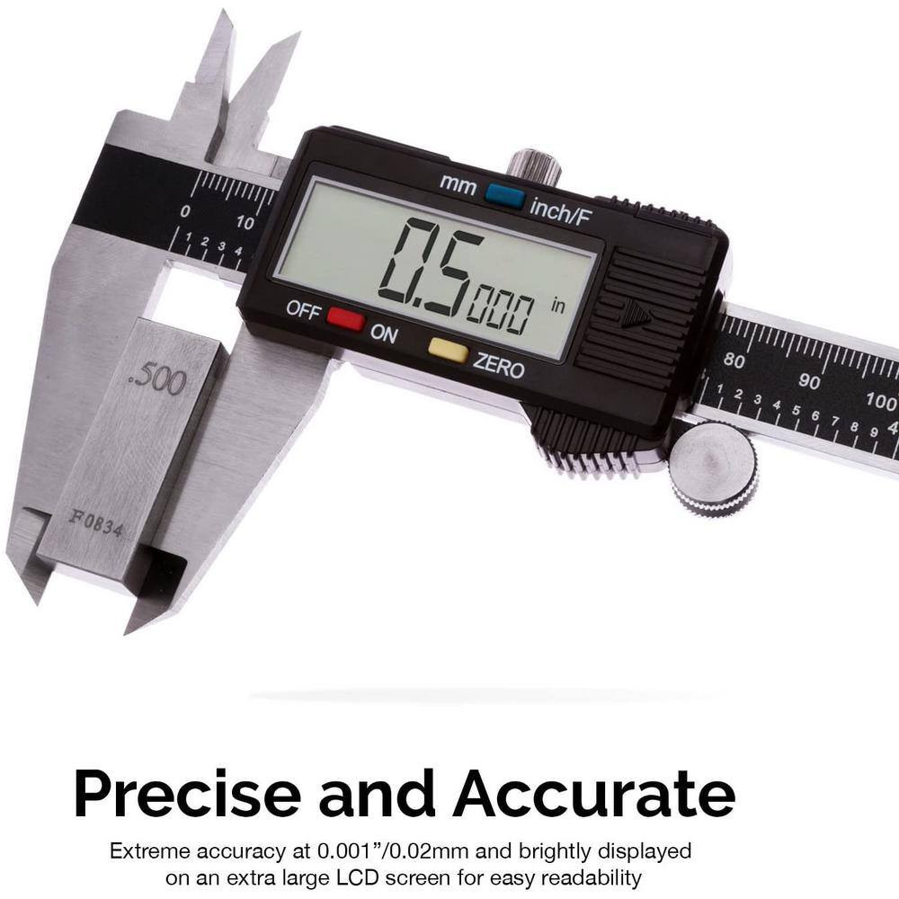 12 In. Digital Caliper Measuring Tool, Inch / Fraction / Millimeter Conversion,