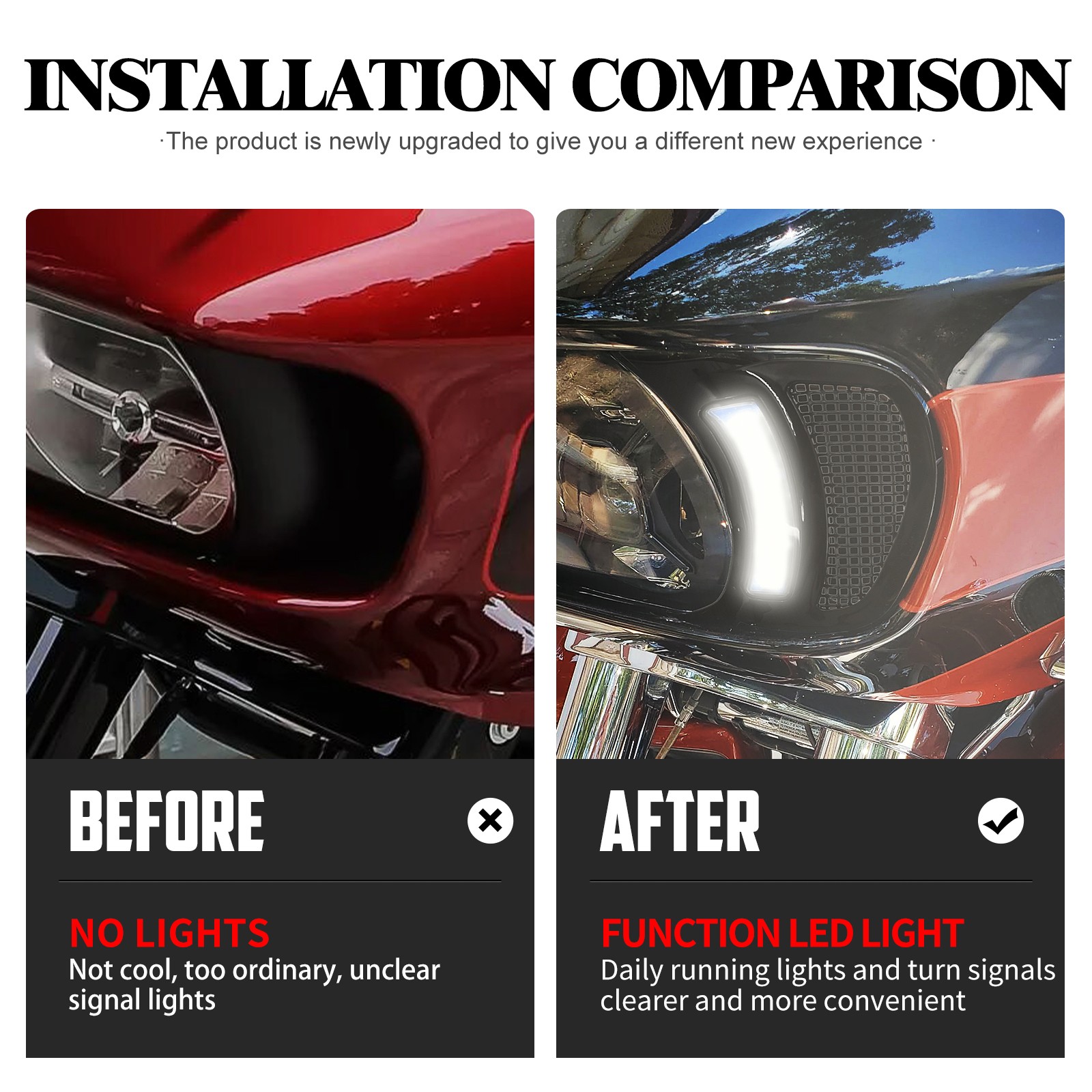 Headlight Vent Accent LED Running Turn Signal Light For Harley Road Glide 2015+