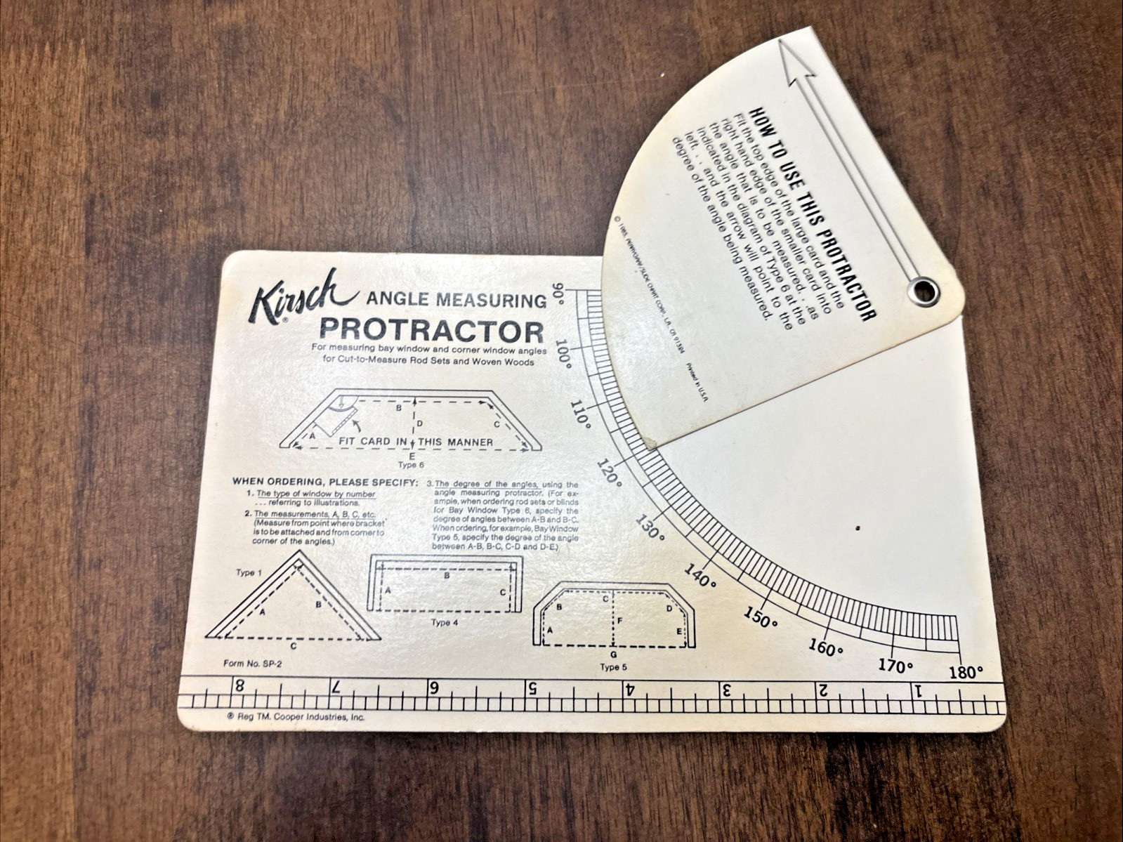 1985 Kirsch Angle Measuring Protractor Perrygraf Slide Chart Corp USA
