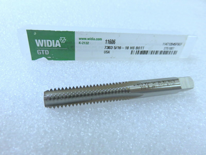 S10A WIDIA GTD 11606 Hand Tap, Bottom, 5/16-18, Uncoated 3 Flute OEM Tool