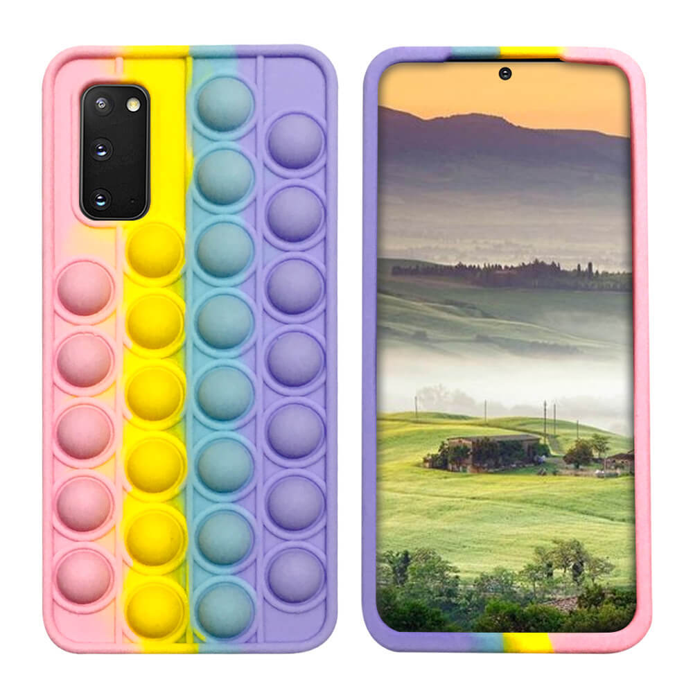 Pop Case for Samsung Galaxy S20, Fidget Bubble It Cover Stress (Rainbow) Rainbow