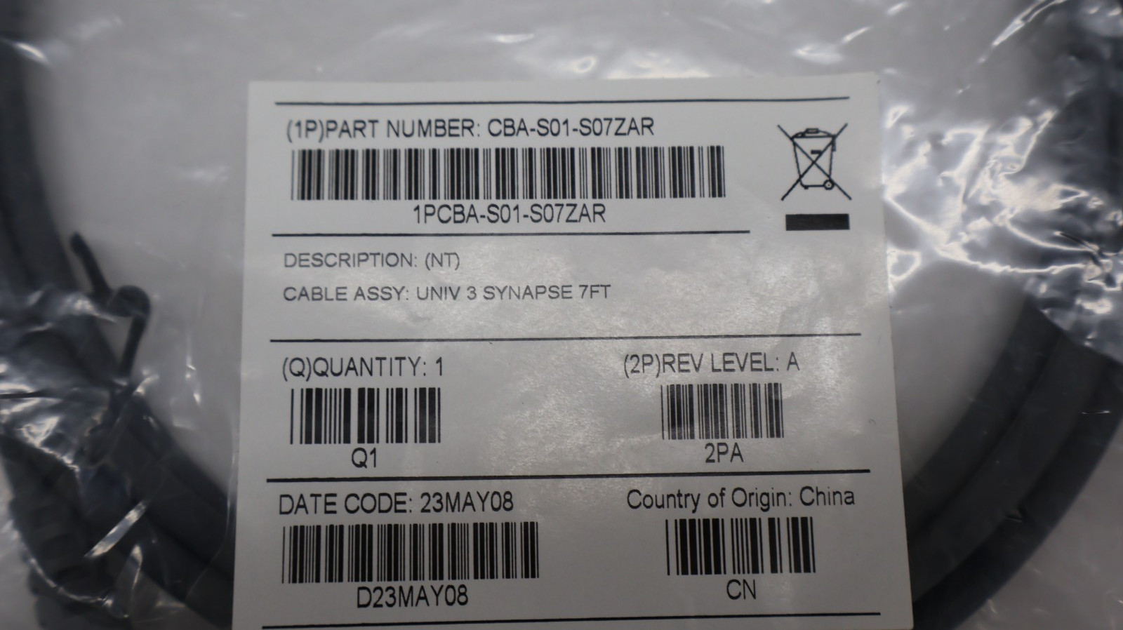 New Synapse 7ft Cable Assembly CBA-S01-S07ZAR Universal