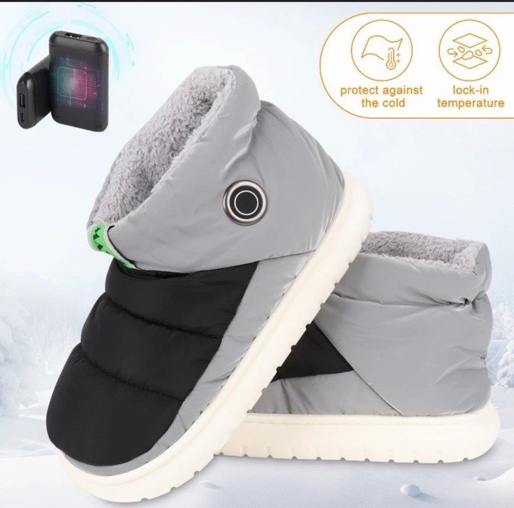 Heated Slippers Rechargeable Electric Insulated Shoes Women Size 4/5 Men 3-3.5