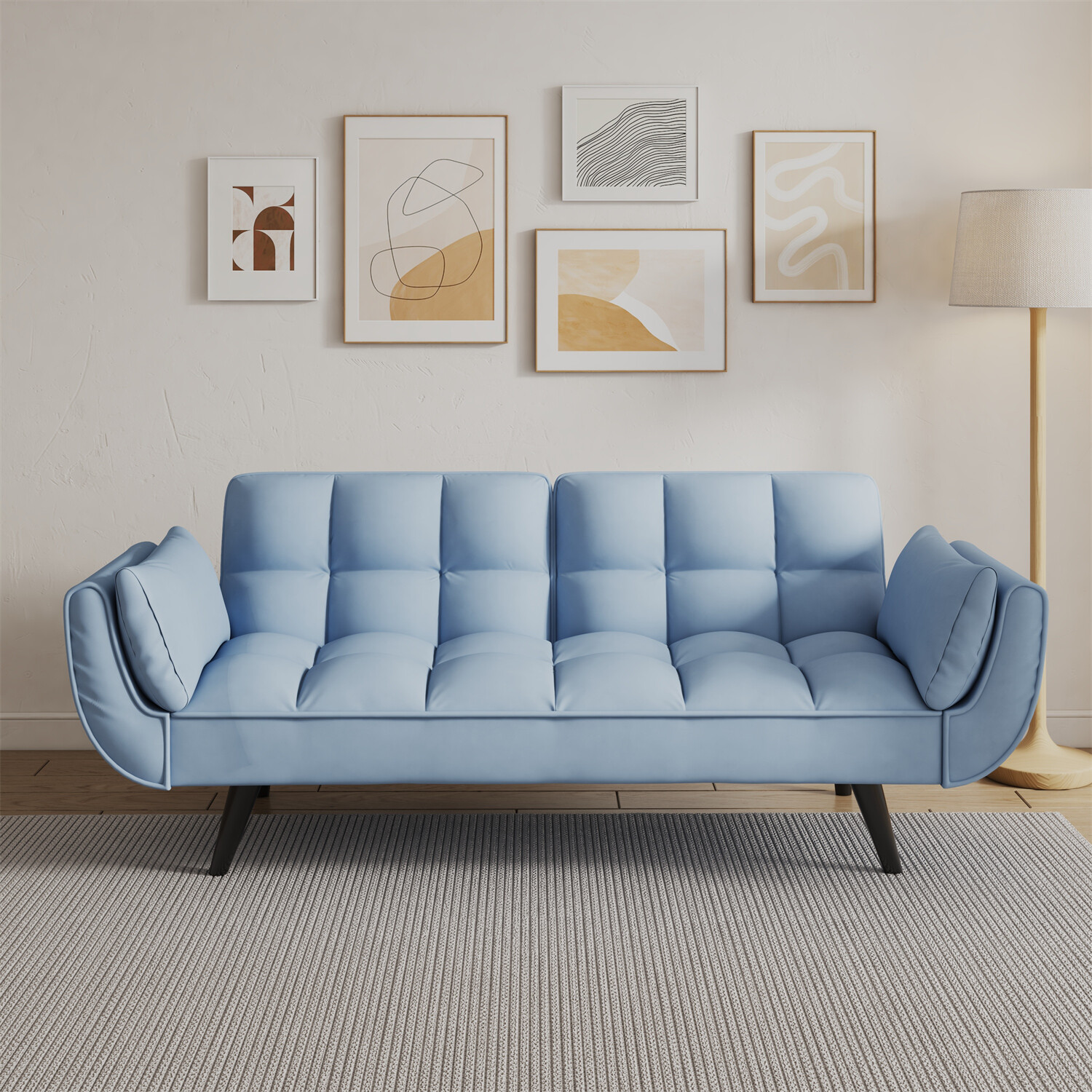 57'' Convertible Sleeper Sofa Bed Velvet Loveseat Sofa 2-Seater Sofa Couch