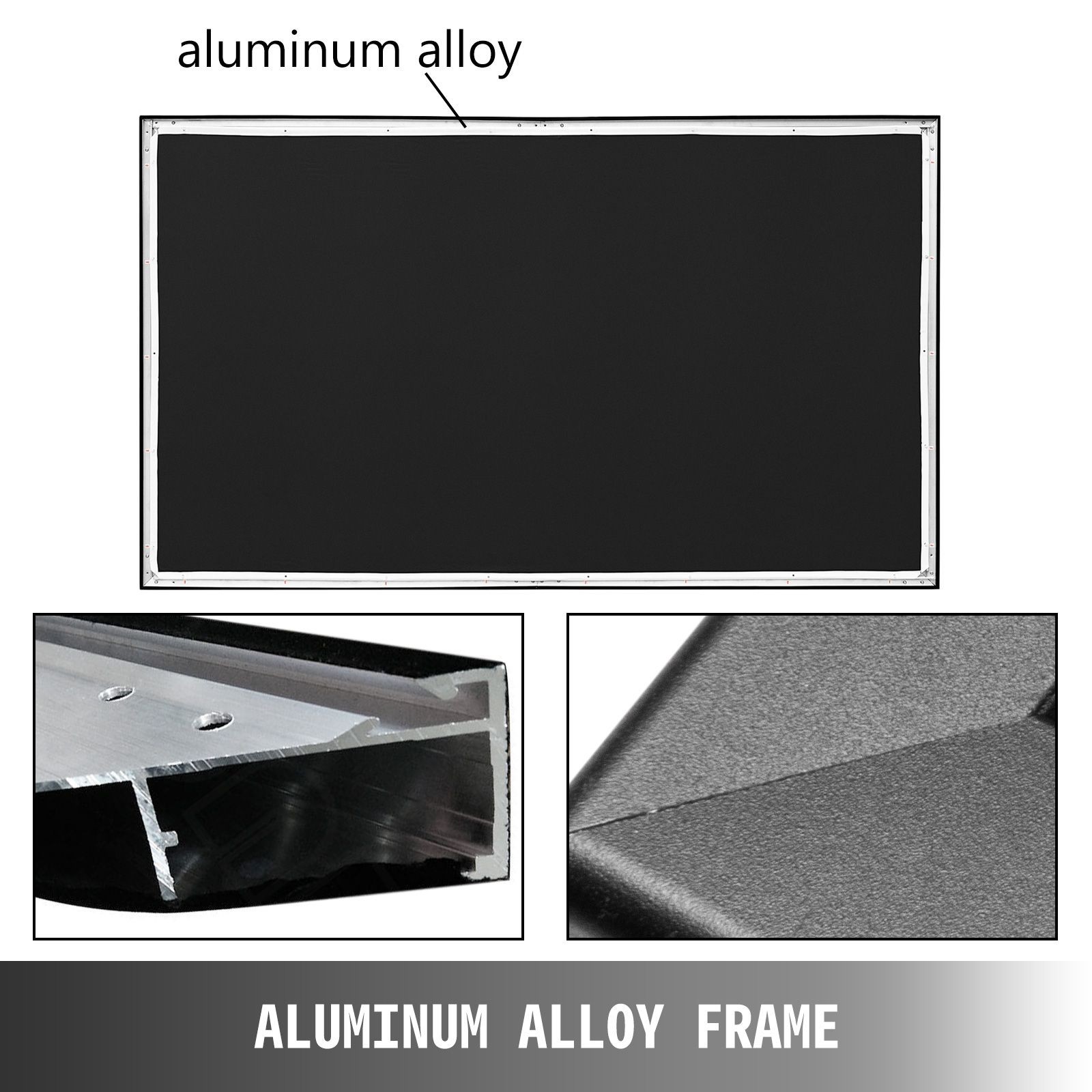 130" 16:9 HD Projector Screen, PVC, 160° Viewing Angle, Wall Mount