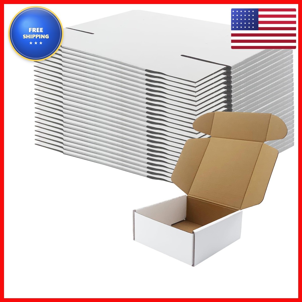 Piscepio GWZX 5x5x2 inch White Shipping Boxes 25 Pack