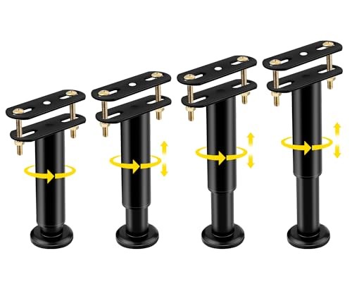 4 Pcs Adjustable Height Bed Support Legs [with (4PCS) 7.08-12.6 Inch Black