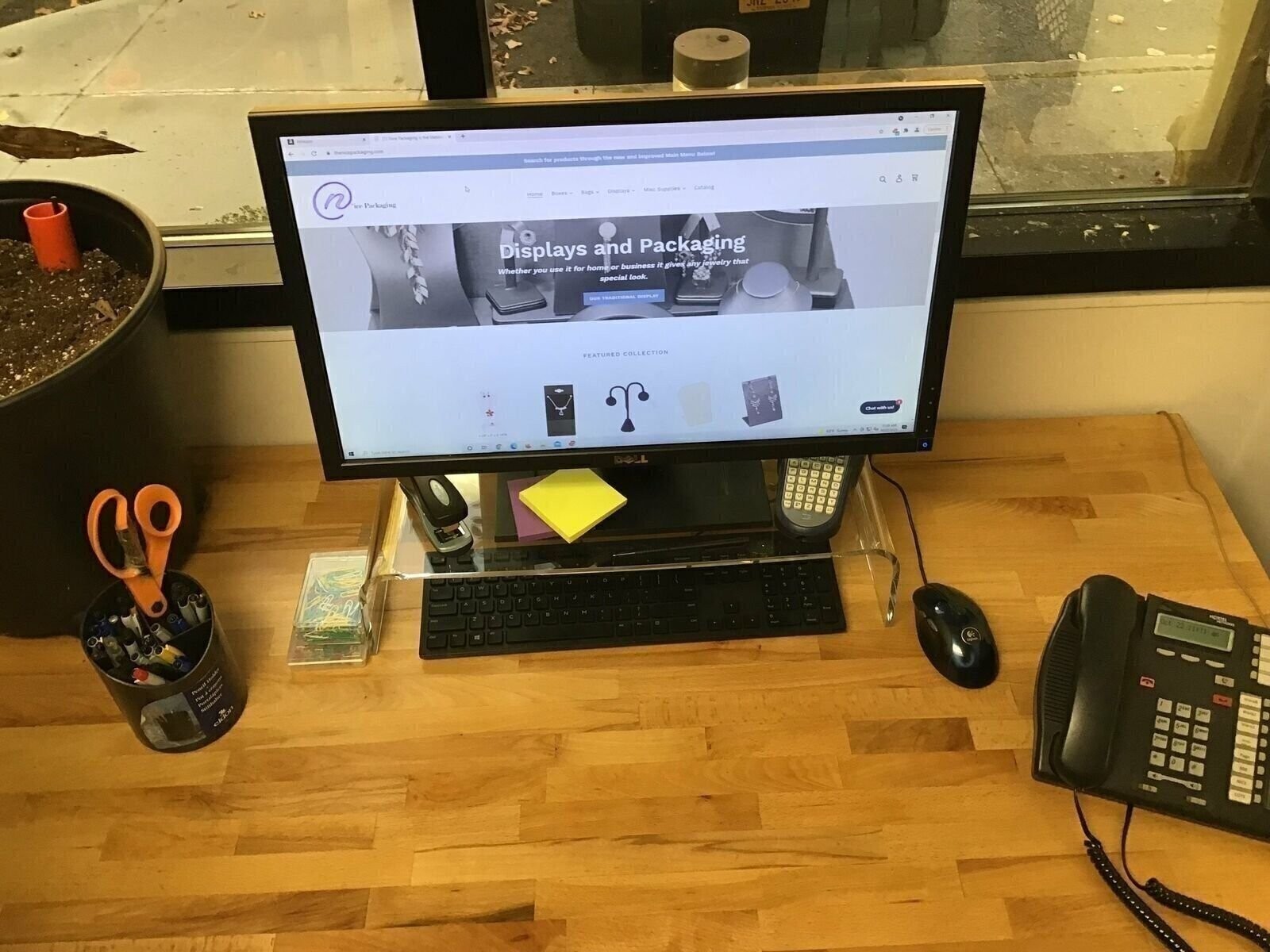 Acrylic Glass Elevated Stand w/Divider - for Computers/Laptops 9" Wide Base