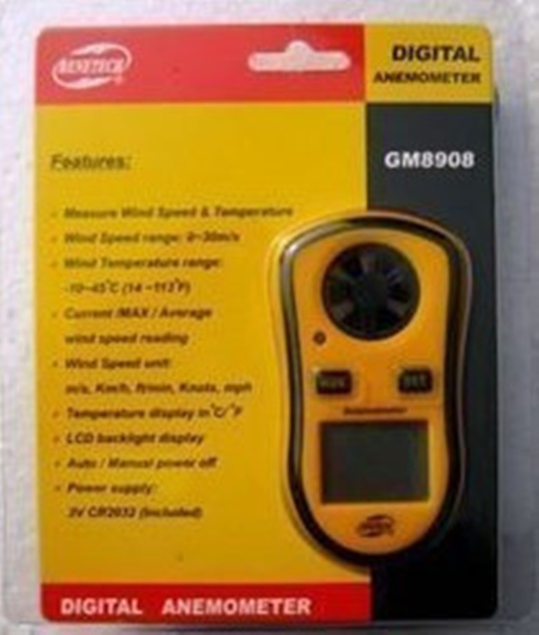 1PC NEW GM8908 Digital Air Flow Wind Speed Meter Gauge Anemometer Weather