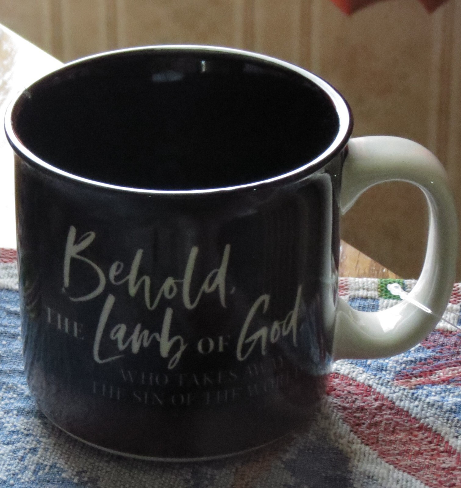 HOBBY LOBBY BEHOLD THE LAMB OF GOD SAINT JOSEPH AND BABY JESUS MUG CUP - NEW