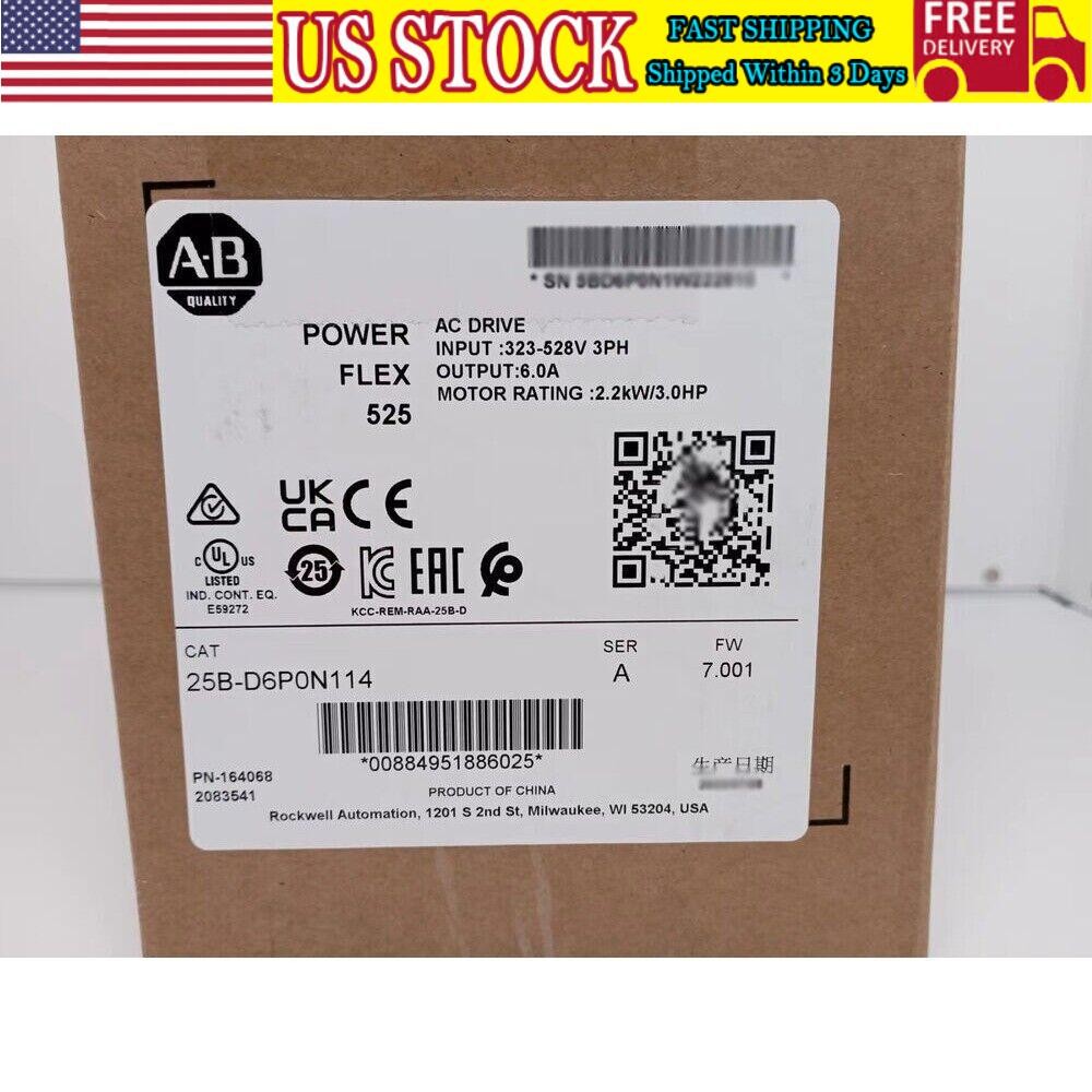 New Factory Sealed AB25B-D6P0N114 PowerFlex 525 AC Drive 25BD6P0N114 USA！