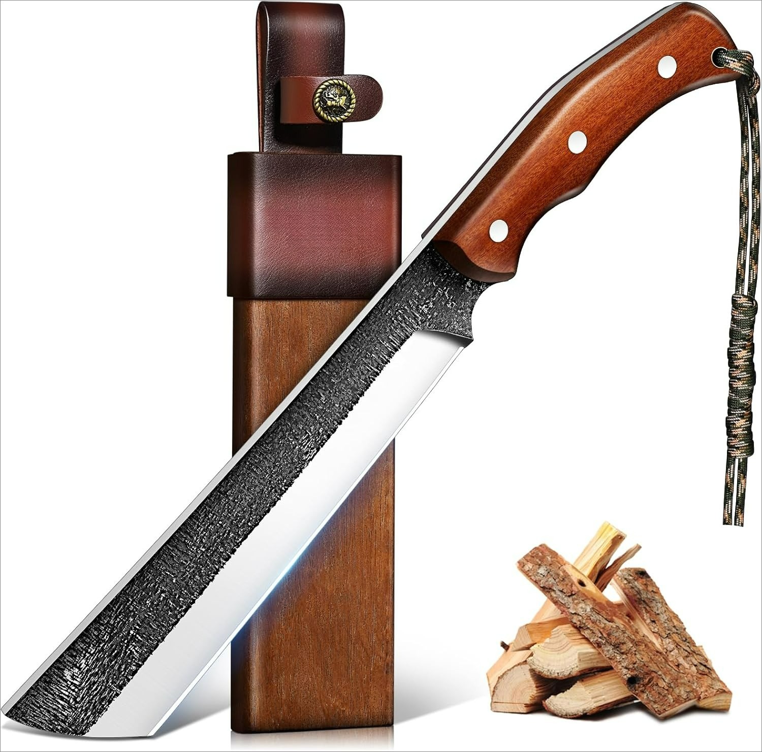 Japanese Machete Knife for Cutting Tree Heavy Duty Full Tang Machete with Sheath