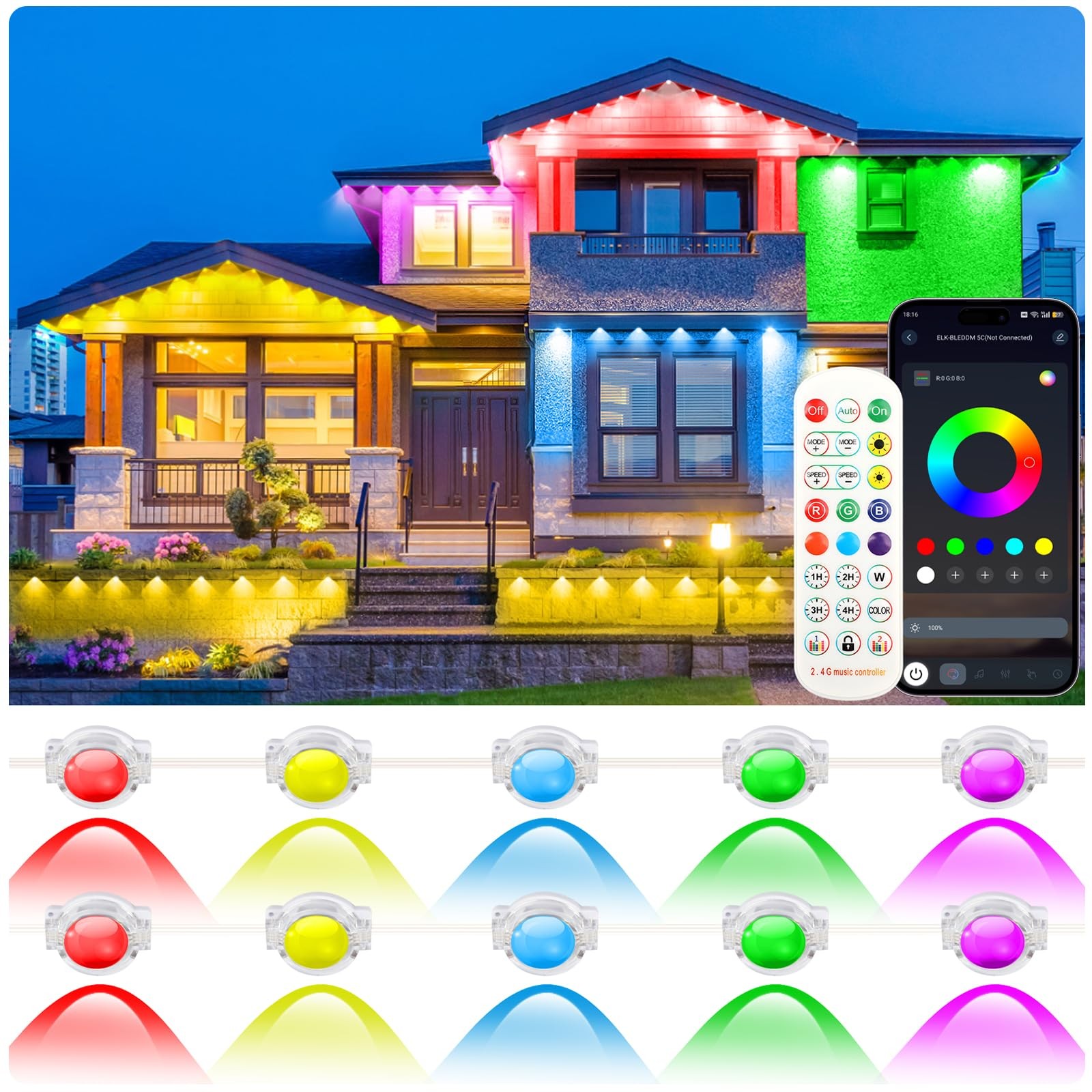 200FT Permanent Outdoor Lights for House, RGB LED Eave Lights with APP/Remote...
