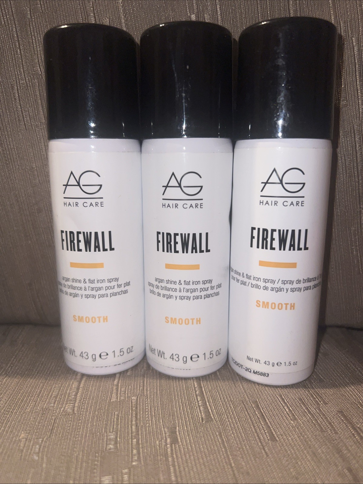 AG Care Smooth - Firewall Argan Shine & Flat Iron Spray Lot 3x 1.5 Oz Travel Can
