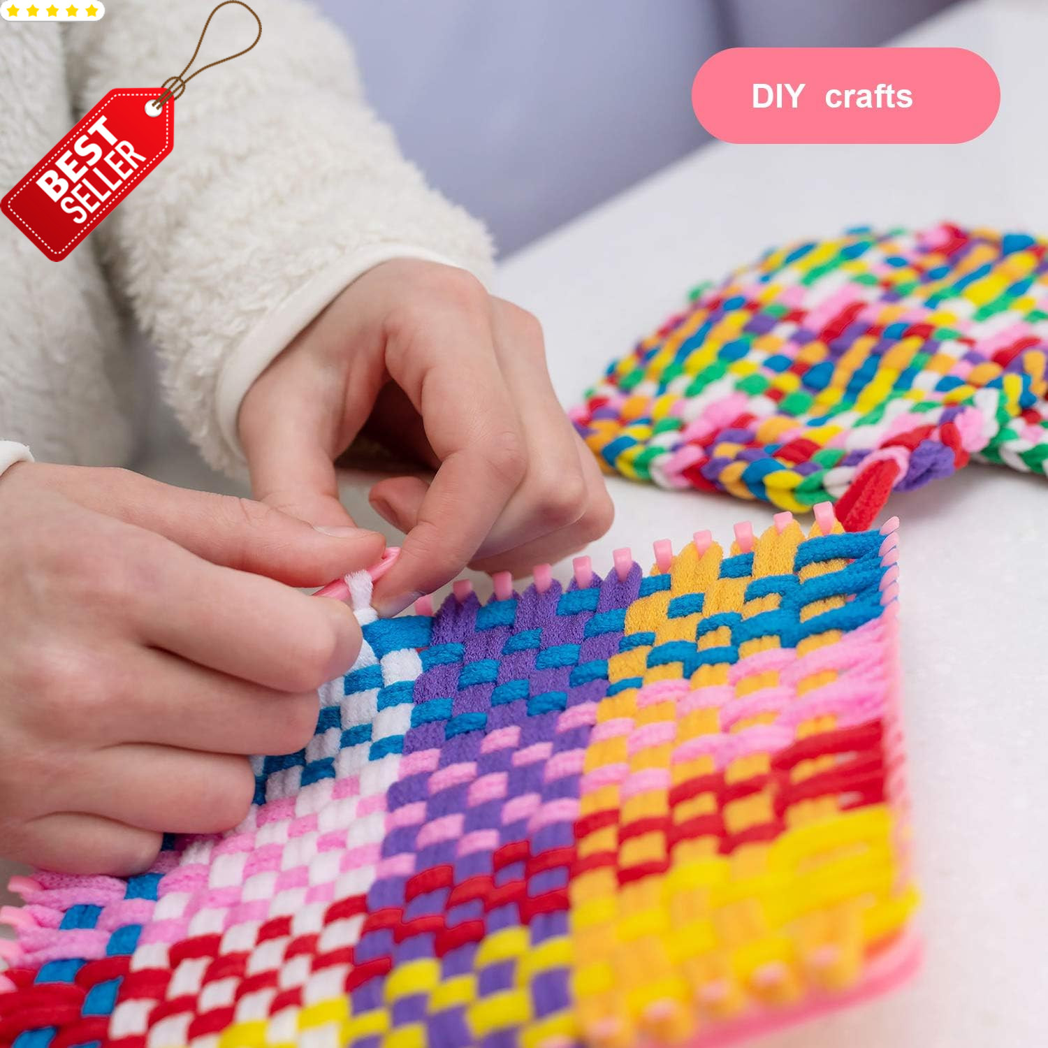 96 Pcs Potholder Weaving Loom Loops Kit 7 Inch Elastic Rainbow DIY Craft - US