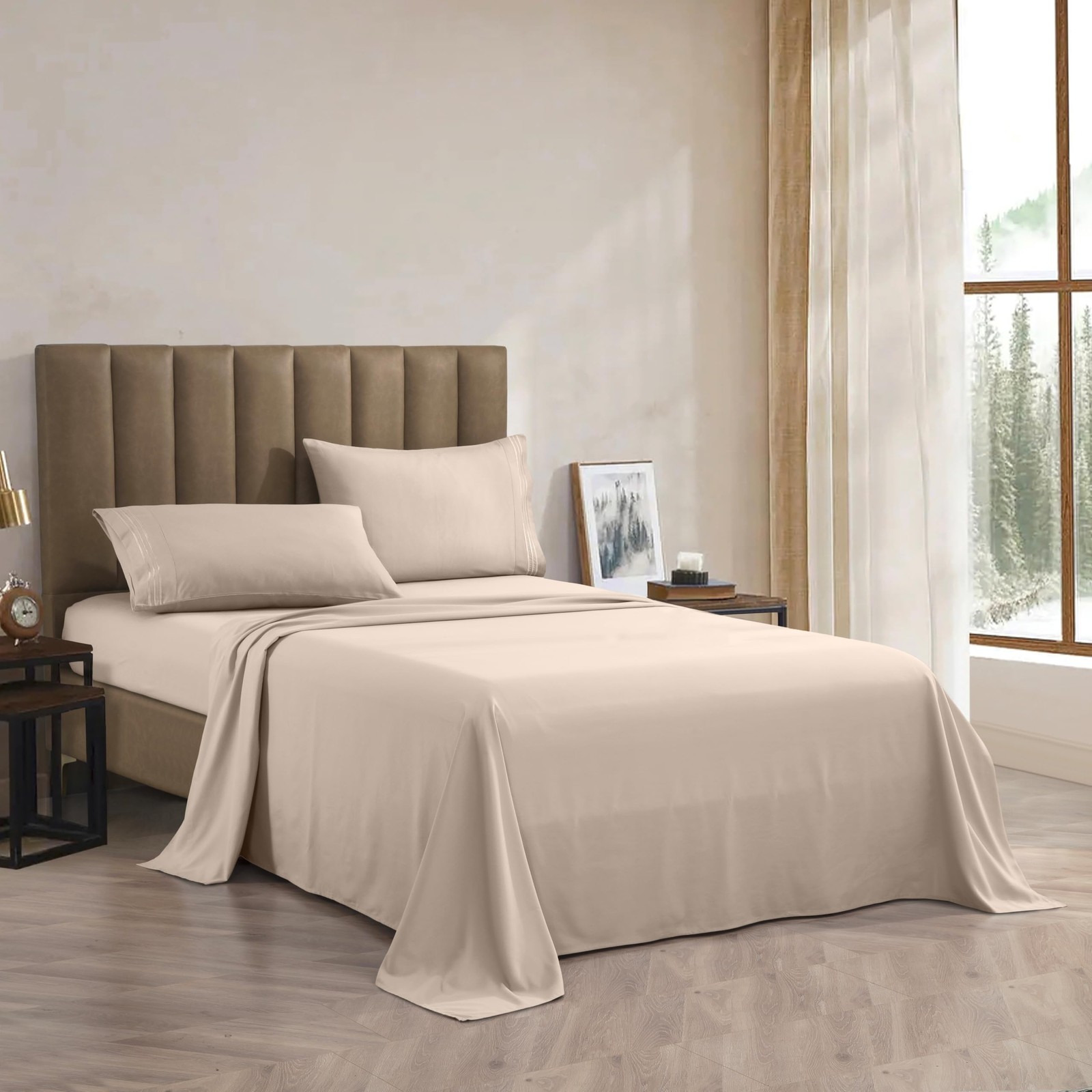 Premium 1800 Hotel Quality Wrinkle-Resistant 4-Piece Microfiber Sheet Set - L...