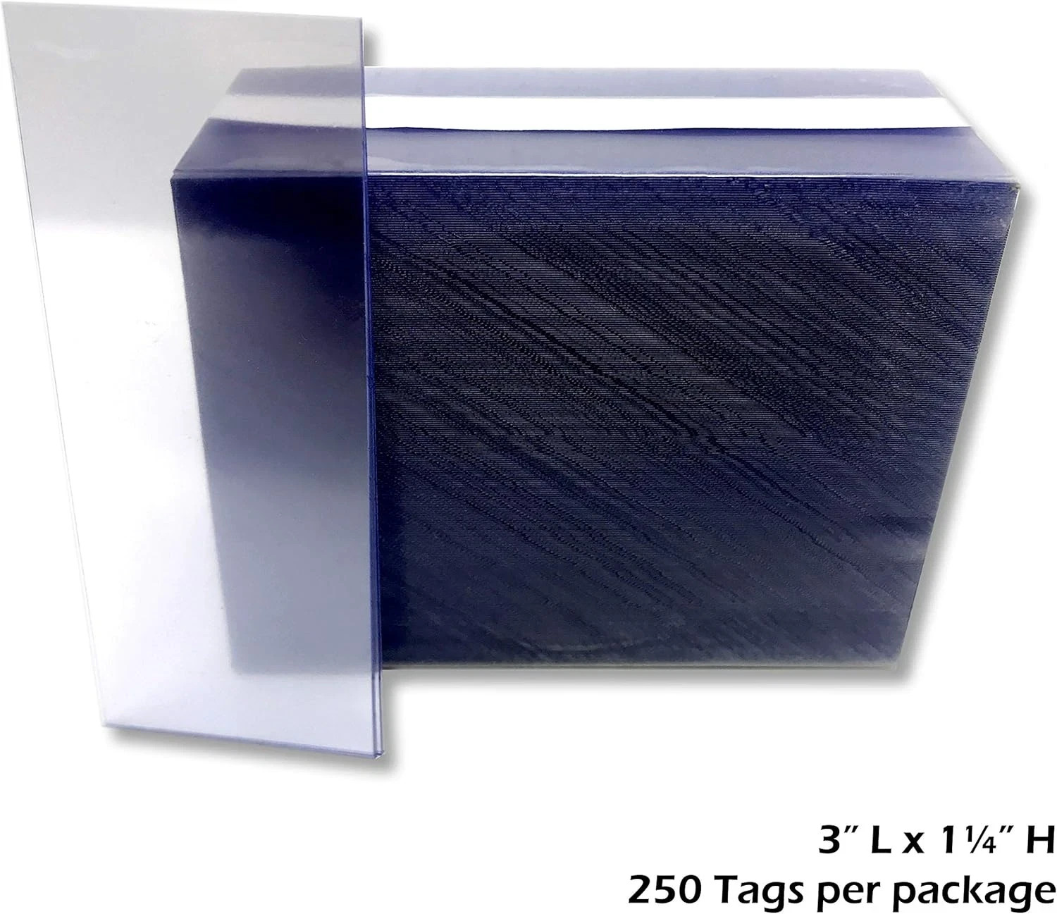 1.25x3" Clear Plastic Tags, Shelf Label Holders - 250 Pack