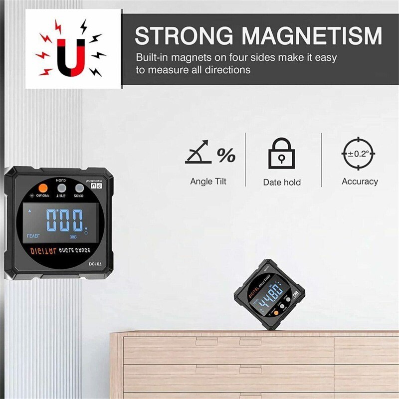 2 in 1 Laser Angle Gauge Level Box with Magnetic Base Digital Angle Finder