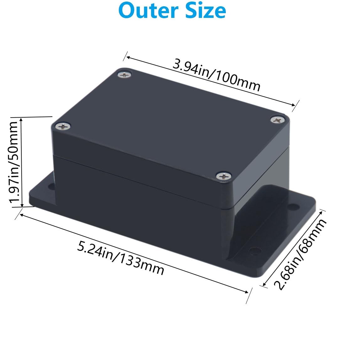 IP67 Waterproof Junction Box Outdoor Electrical Project Box ABS Black Enclosure