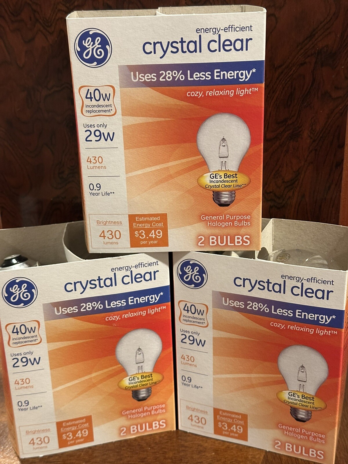 GE - Crystal Clear - 40 W (uses 29 w) Bulbs - 3 Packs/6 Bulbs