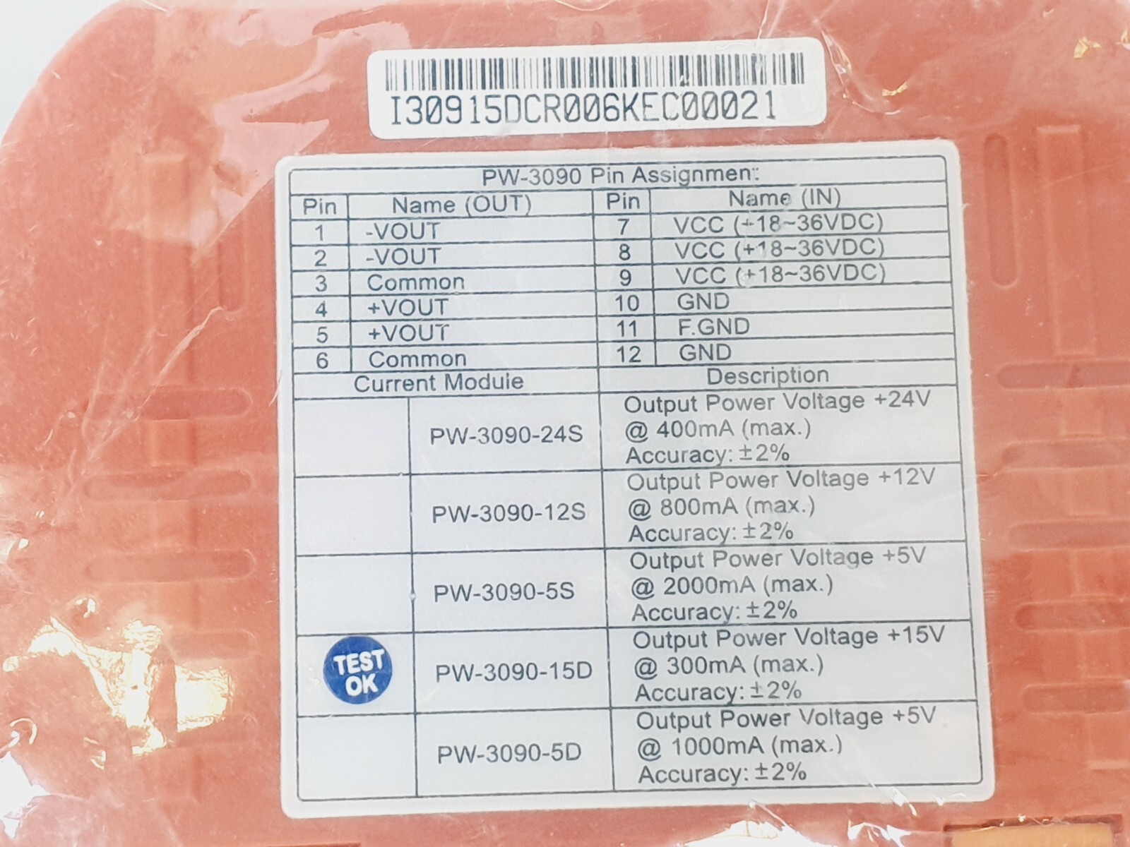 ICP CON PW-3090-15D-R Isolated Power Module # NEW