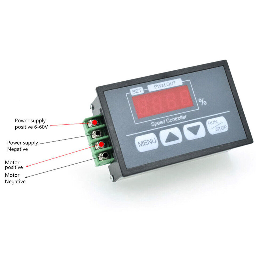 6-60V PWM DC Motor Speed Controller Slow Start Slow Stop Digital Controller 30A