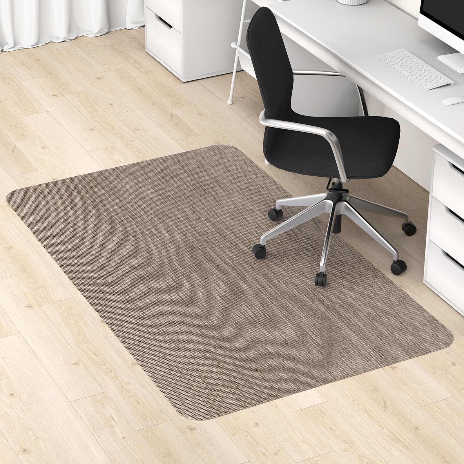 Blvornl Office Chair Mat for Hardwood Floor, 36" x 48" x 48", Dark Brown