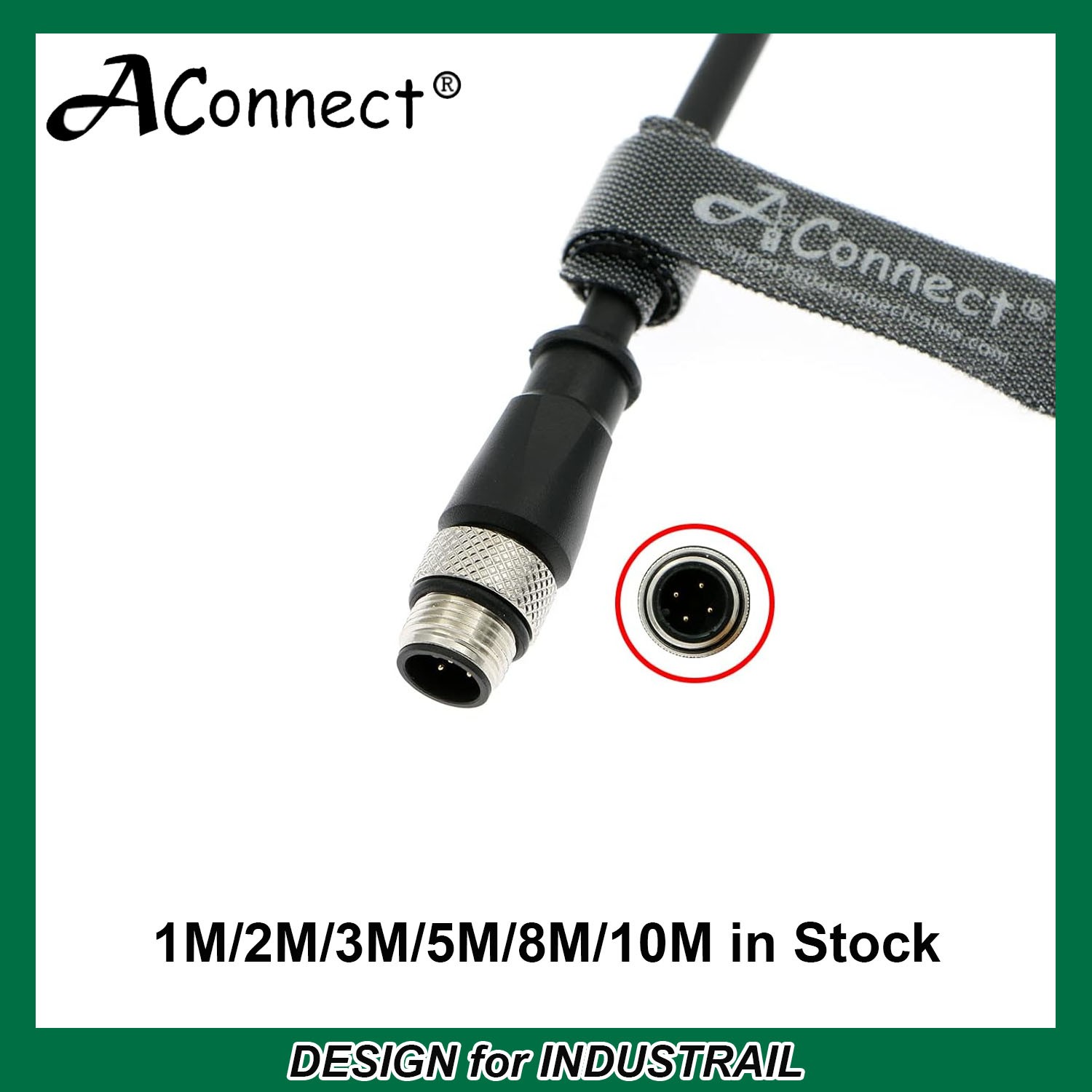 M12 A-Code 4 Pin Male Aviation Socket Electrical Cable DIY for Industrial Camera