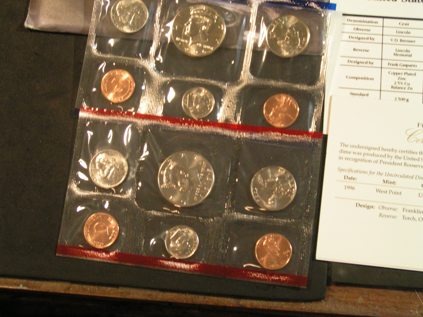 1996 Uncirculated Mint Set w/ West Point Dime, Envelope, and COA