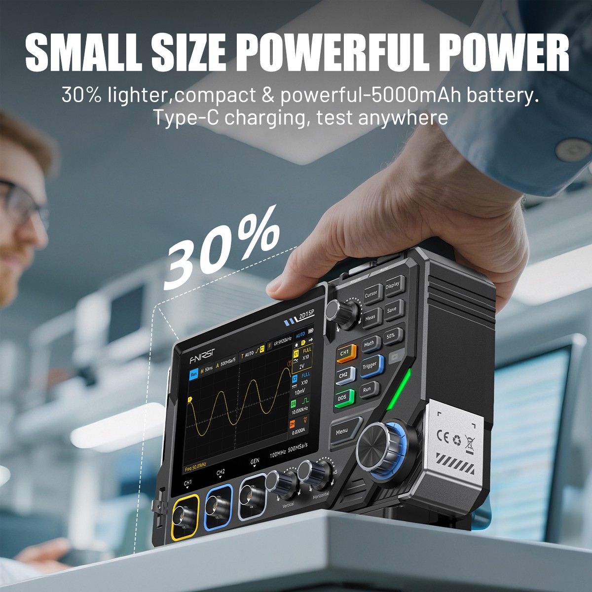 All-in-One Handheld 100MHz ScopeMeter:Oscilloscope Waveform Generator&Multimeter