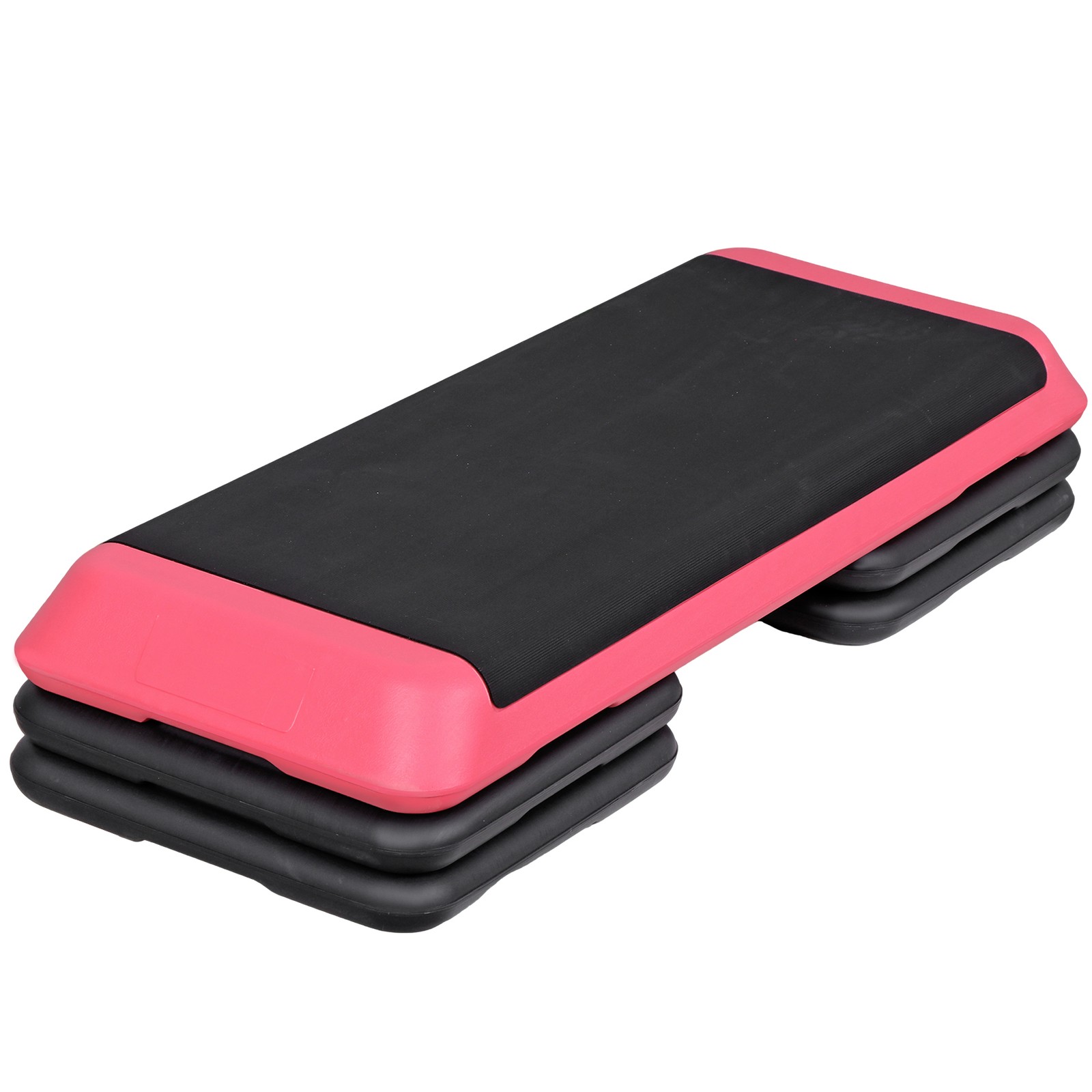 43'' Aerobic Step Platform Exercise Adjustable Workout Stepper with 4 Riser Pink