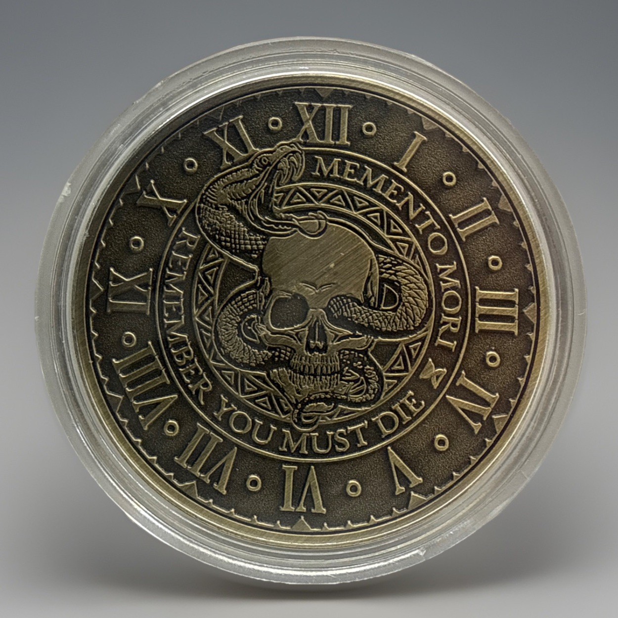 Memento Mori Challenge Coin Skull Snake Token Remember You Must Die Roman Numera