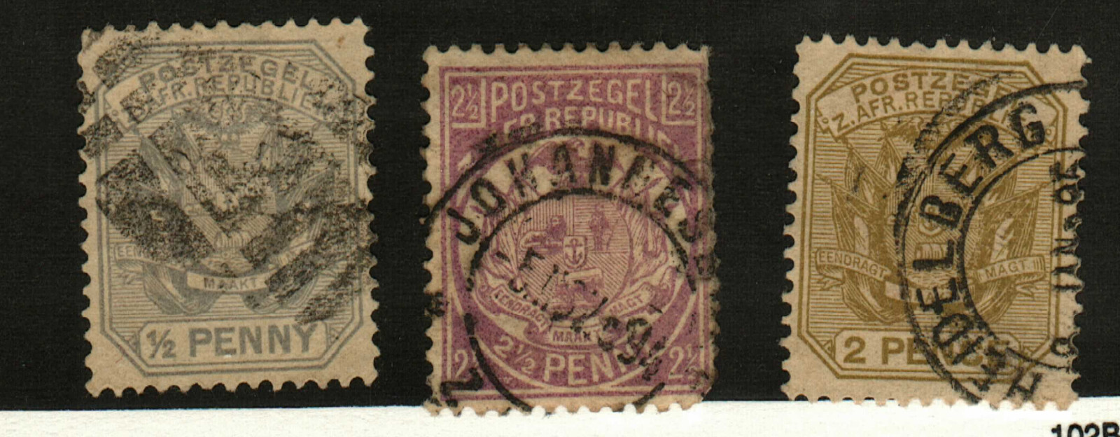 Transvaal #123, 127, 129 used