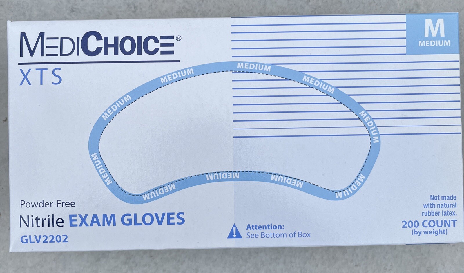 MEDICHOICE XTS Nitrile Powder Free Exam Gloves (Medium) *200 Piece/Box New